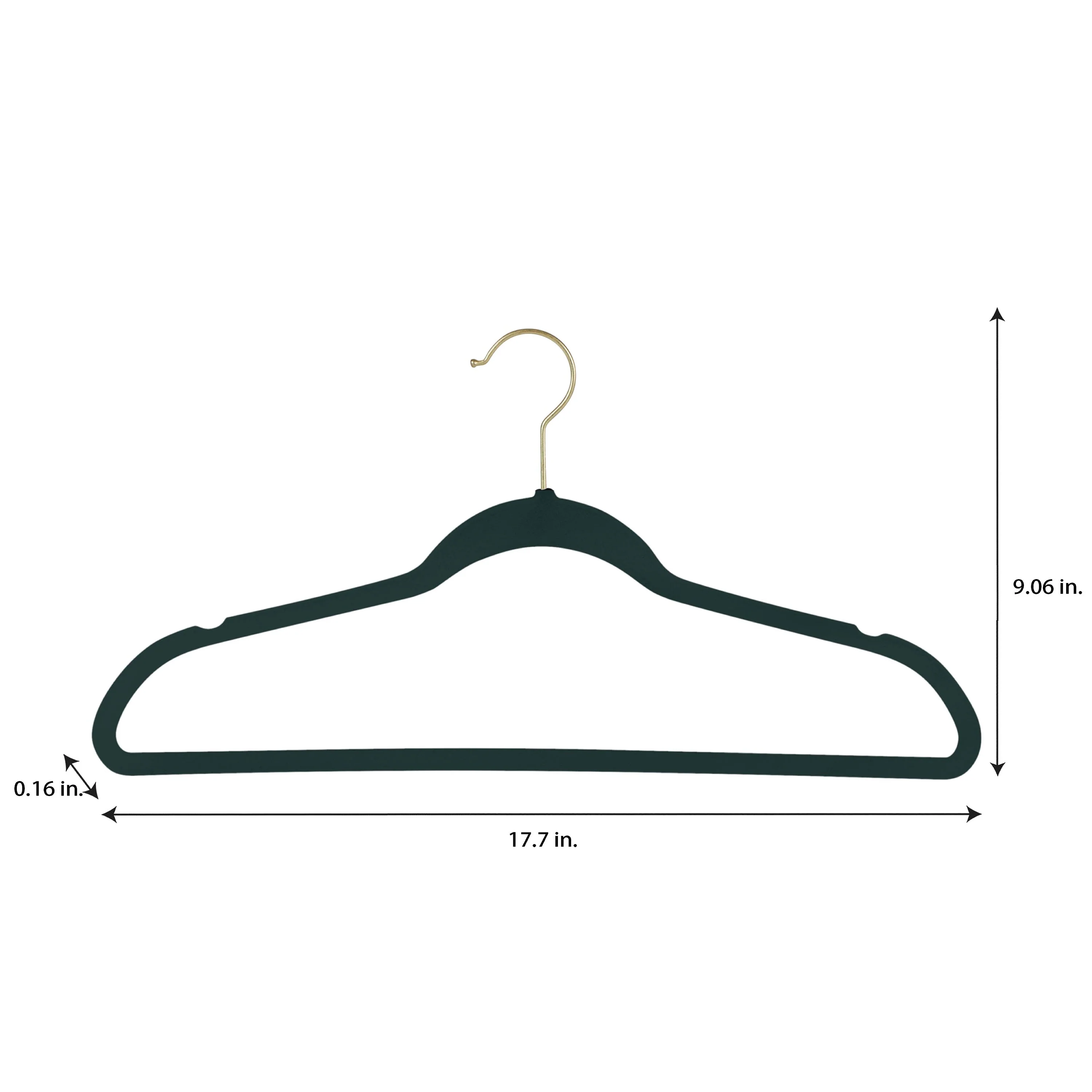 Simplify 25 Pack Slim Velvet Gold Hook Hangers - 17.7
