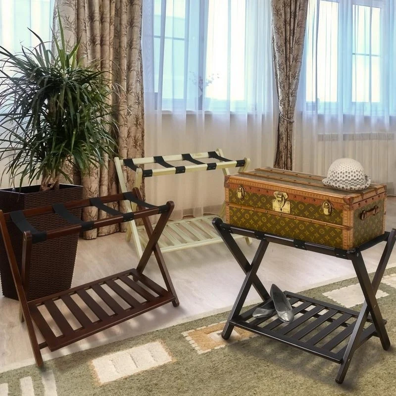 Hotel-style Luggage Rack with Shelf
