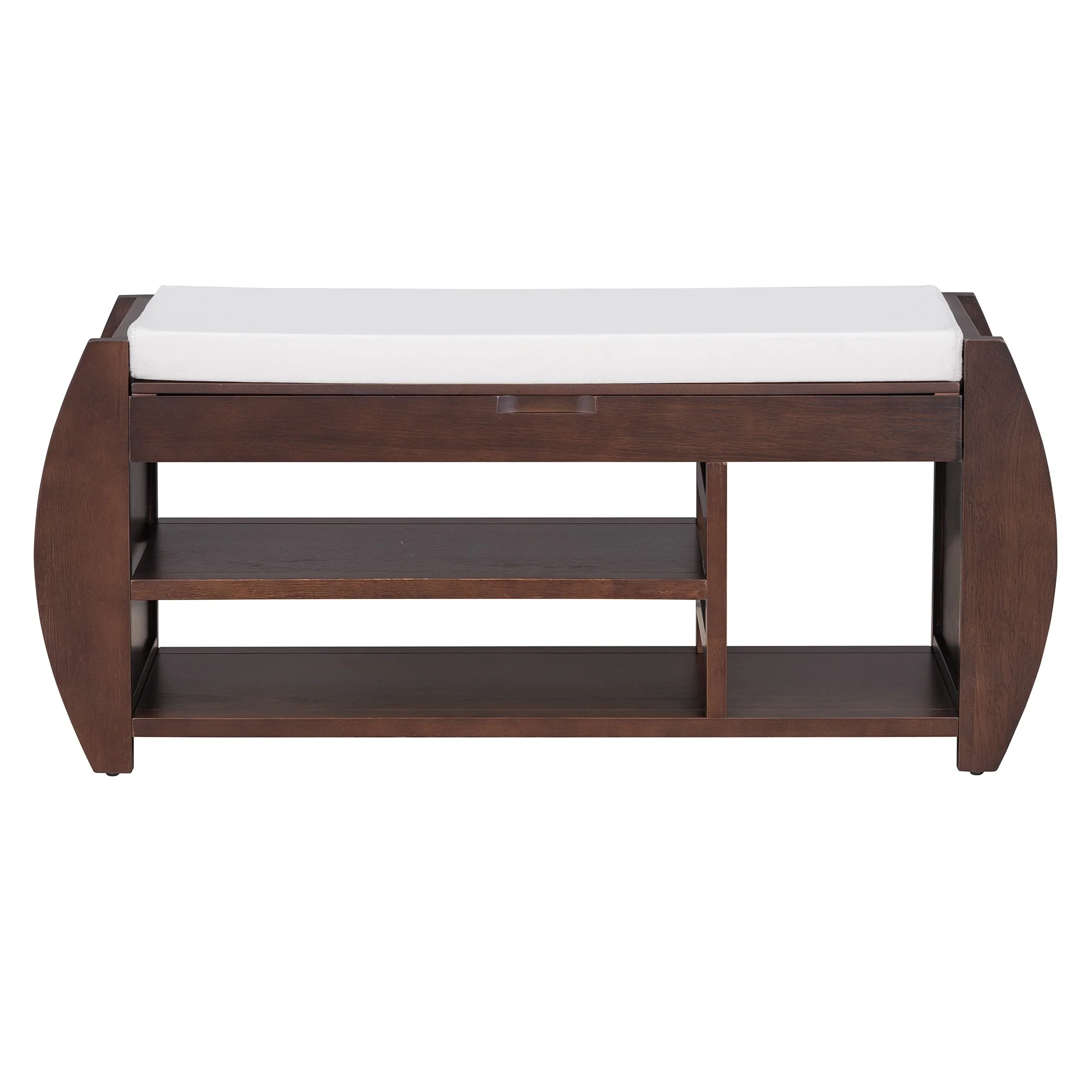 Shoe Storage Bench with Cushion and Curved Side