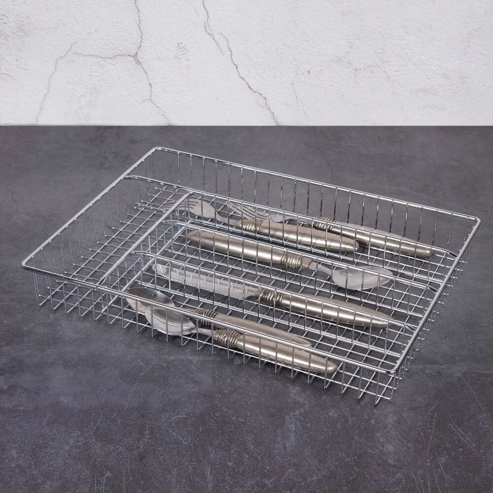 Creative Home Deluxe 5 Compartments Chrome Finished Cutlery Tray - 14.3