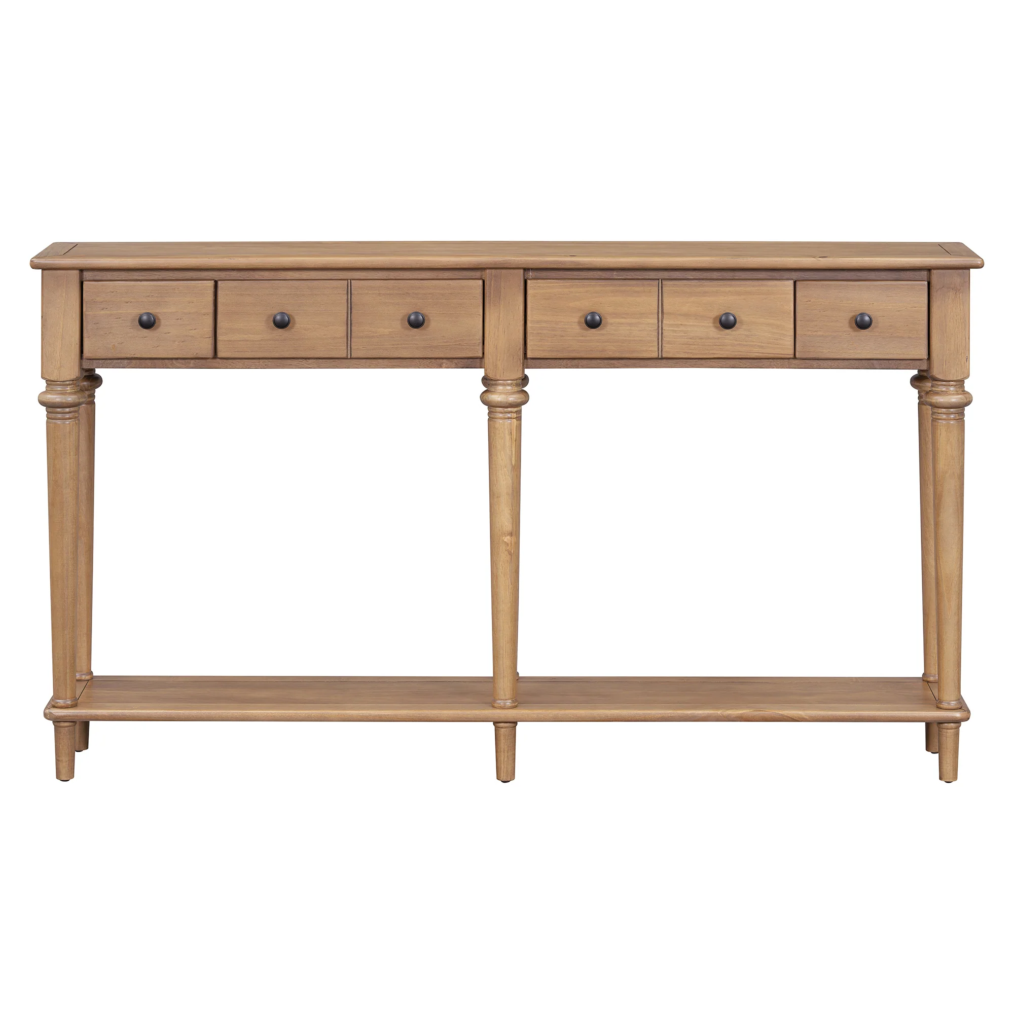 Console Table with 4 Drawers and Open Shelf
