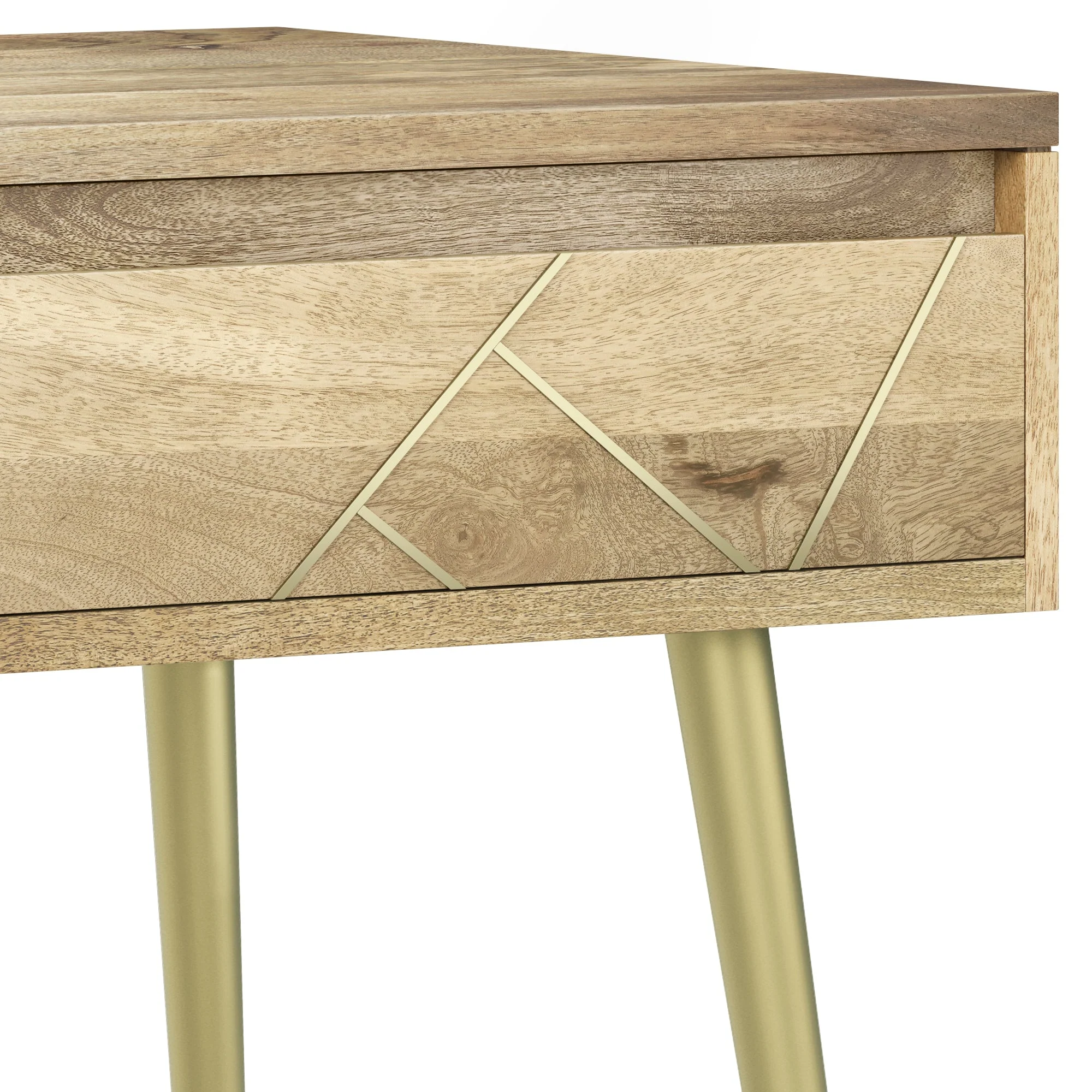 Graceful Side Table with Drawer and Metal Legs