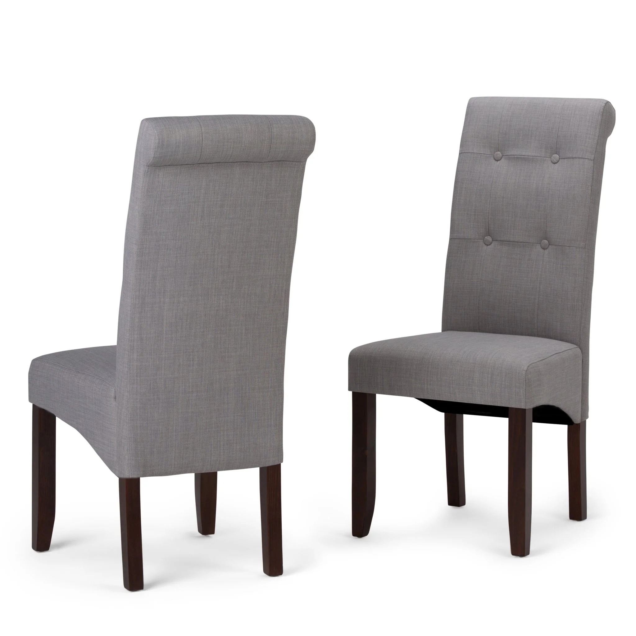 Veritas Upholstered Dining Chair with Button Tufted Back and Solid Wood Legs, Set of 2