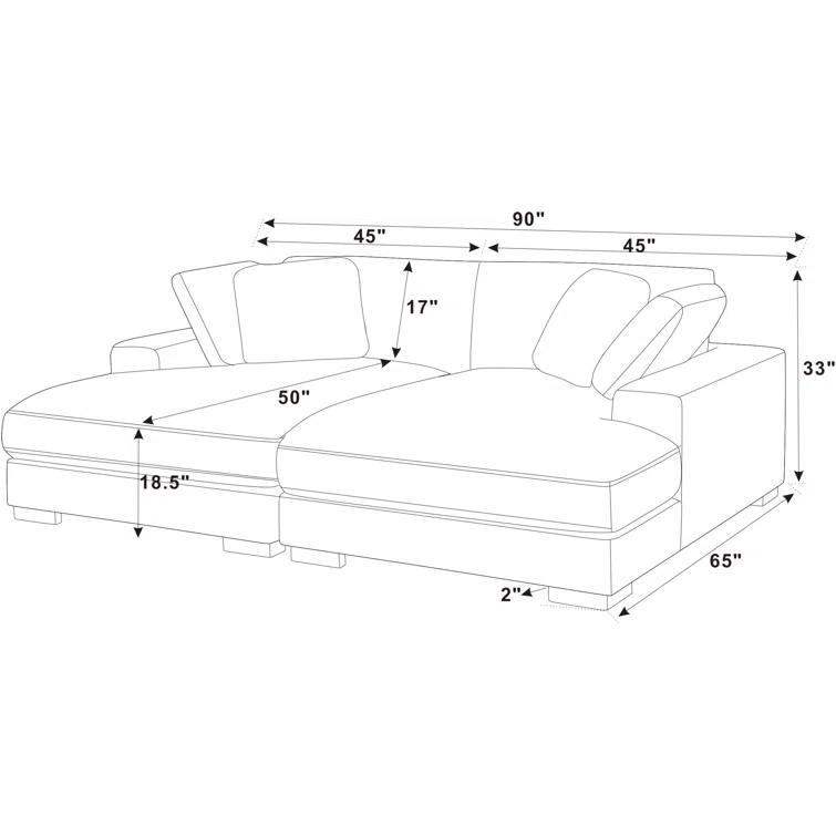 Drinel 90'' Square Arm Sofa
