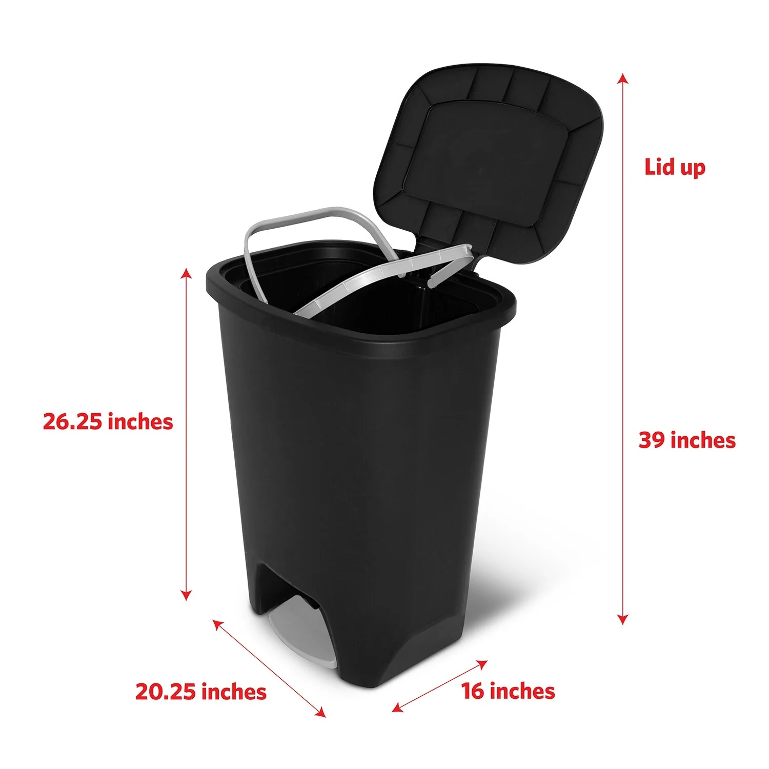 Glad Black Step-on Plastic Trash Can