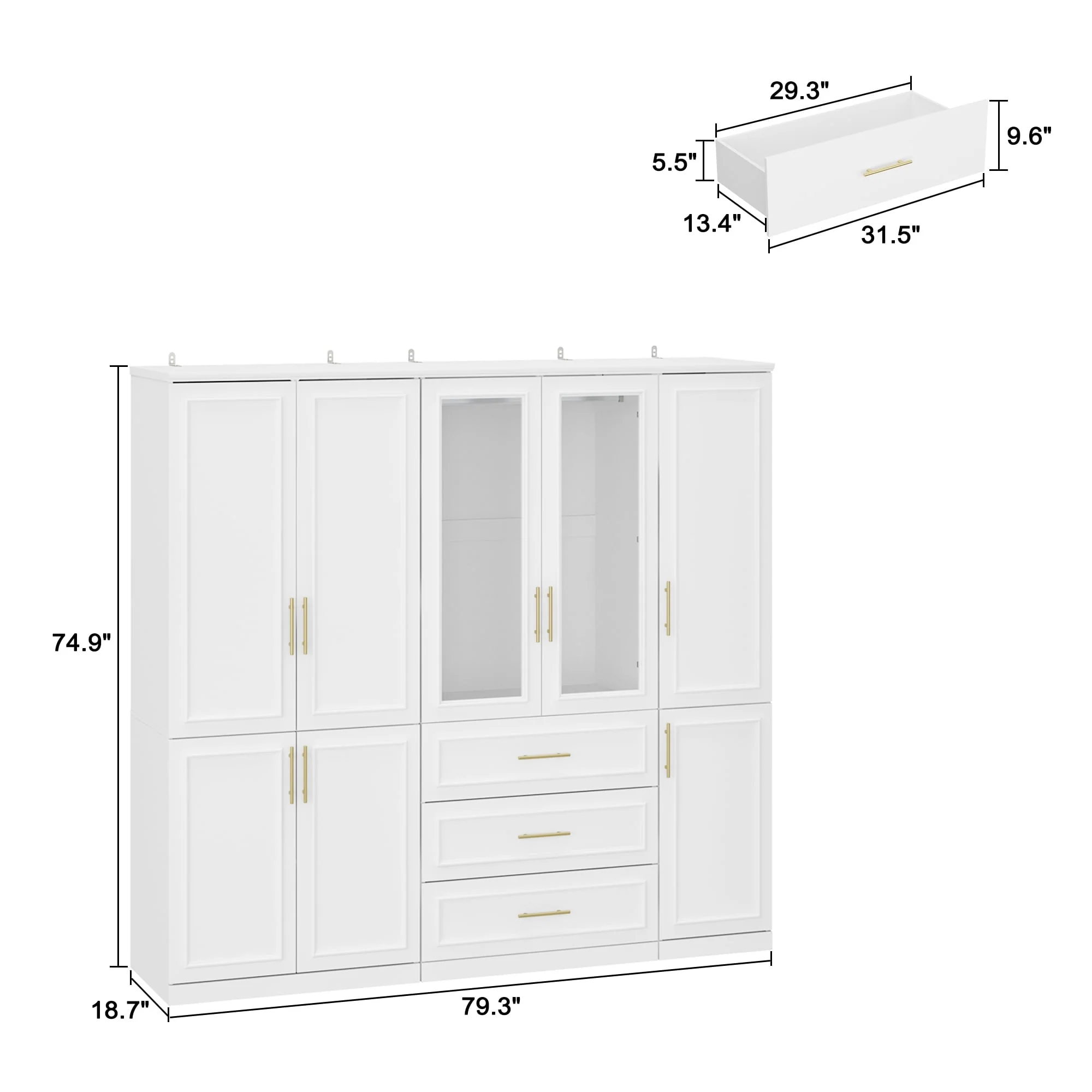 Modular Wardrobe Combo Armoires Closet Freestanding Cabinet Organizer