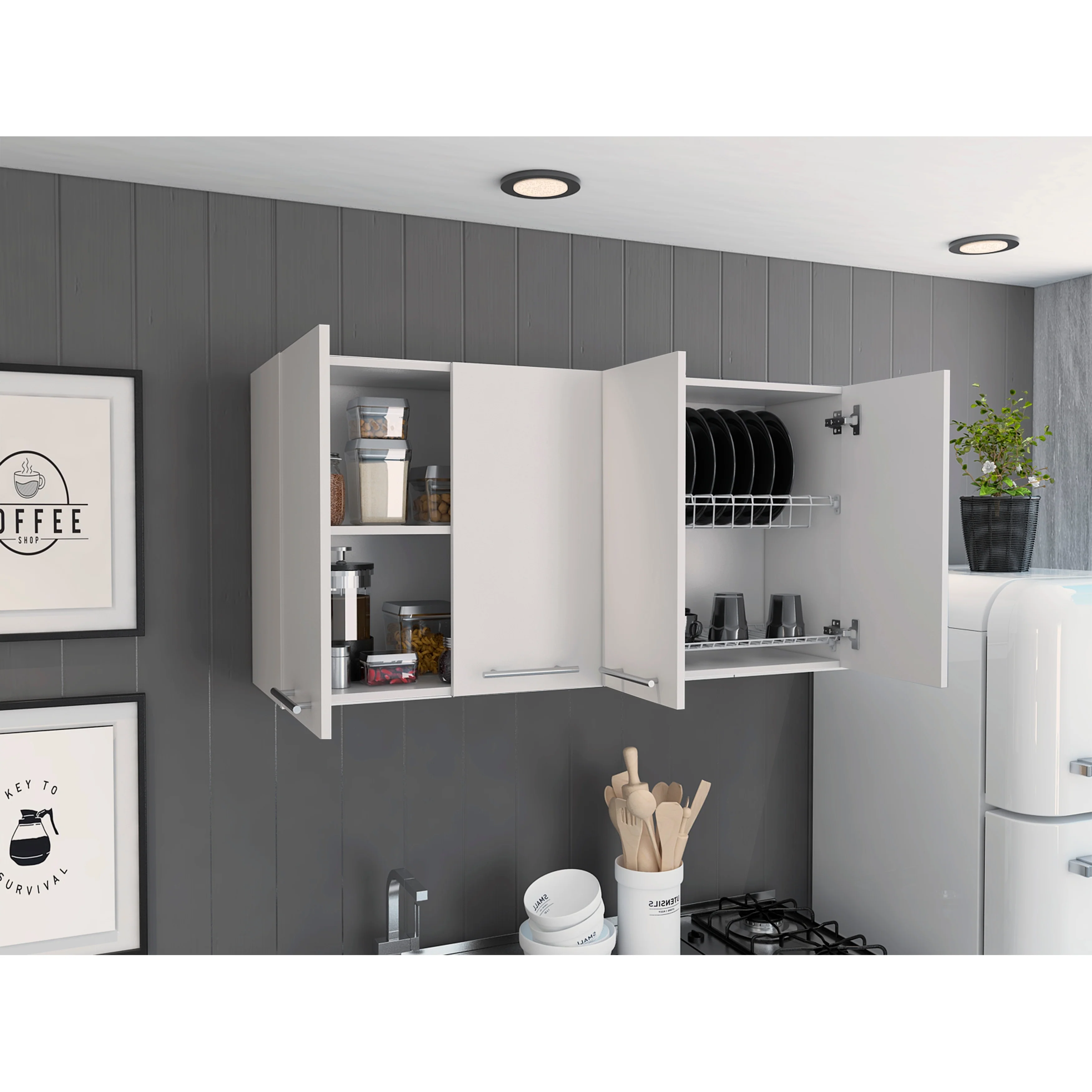 FM Furniture Sitka Wall Cabinet, Two Spacious Divisions