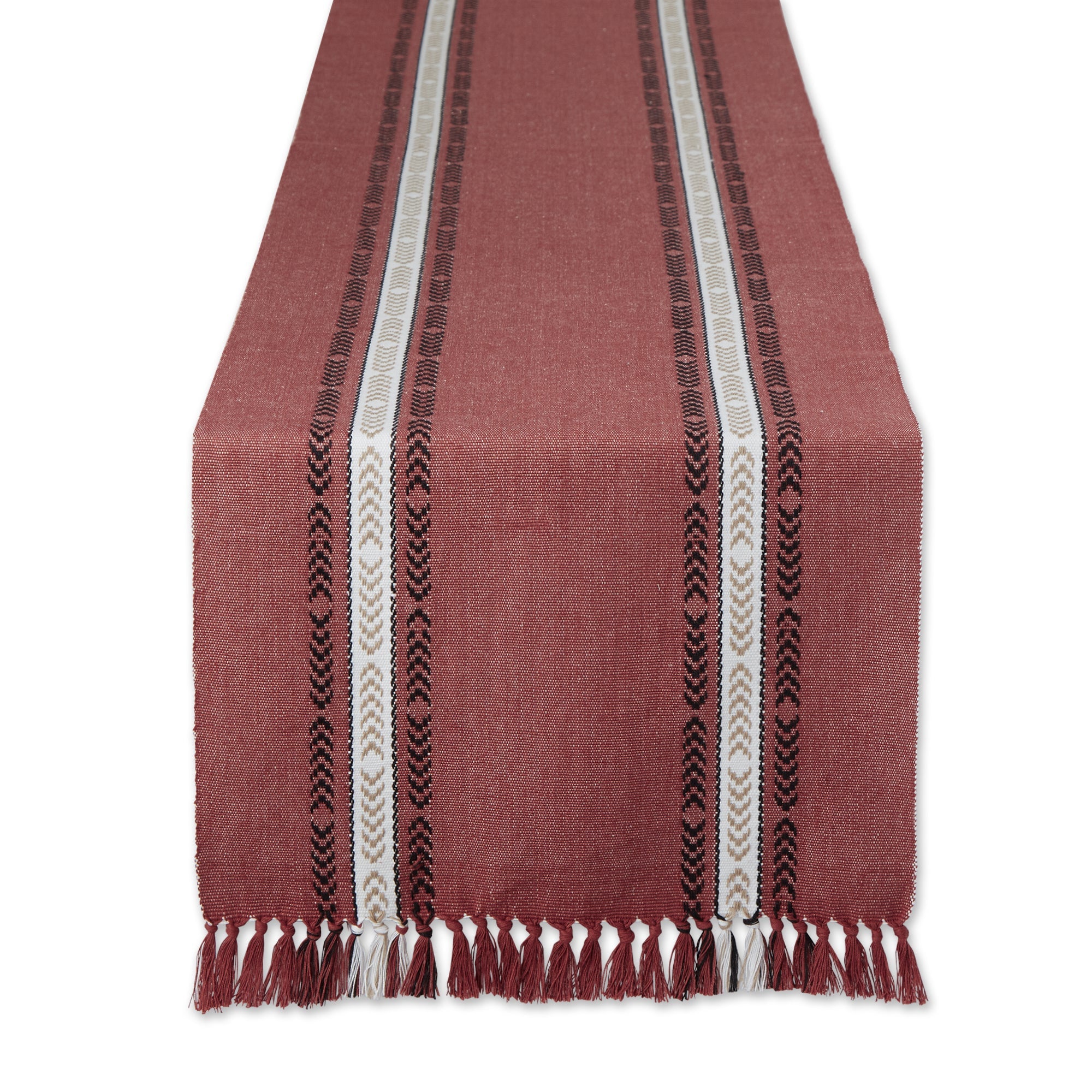 Clay Dobby Striped Fringe Ribbed 72 Table Runner