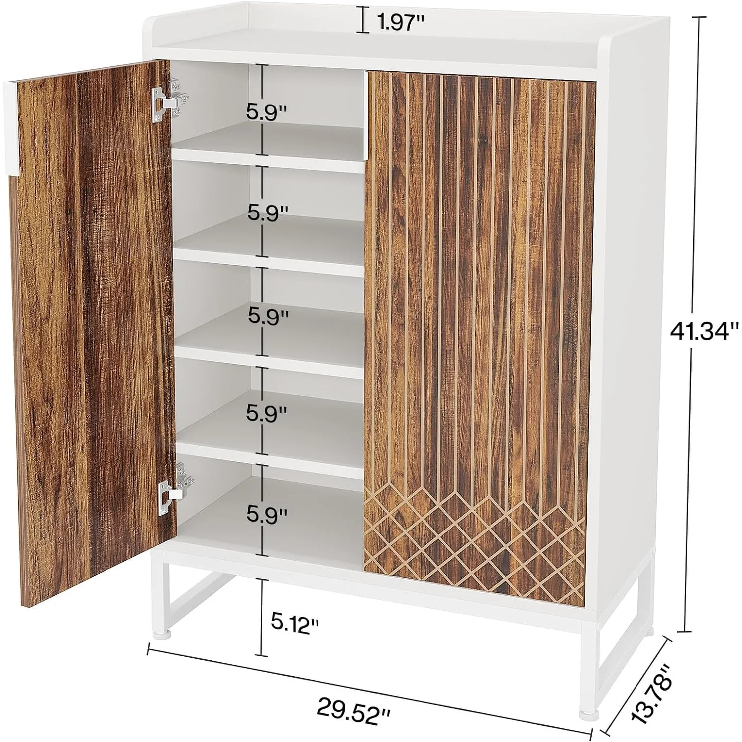 25 Pairs Shoe Cabinet with Doors, 5 Tiers Shoes Rack Organizer Cabinet - 5-Tier