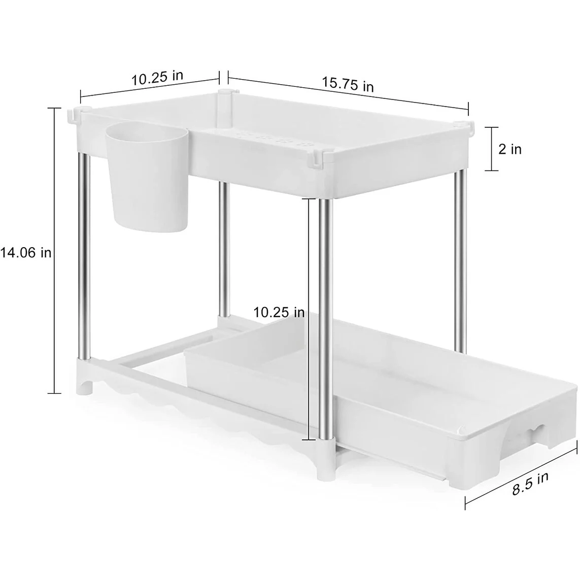 Under Sink Organizer with Sliding Storage Drawer