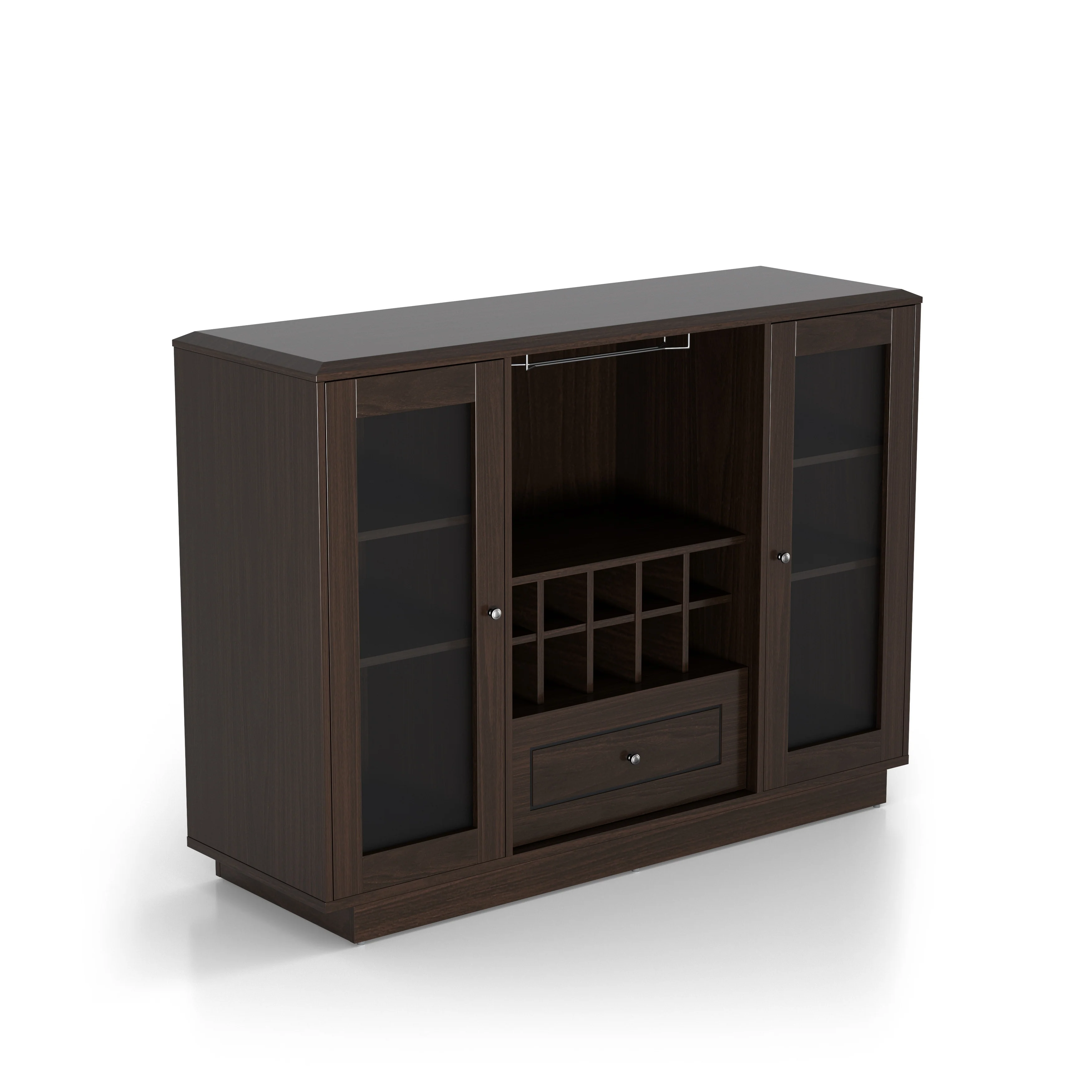 Furniture of America Rustic Espresso 6-shelf Dining Buffet with Wine Rack