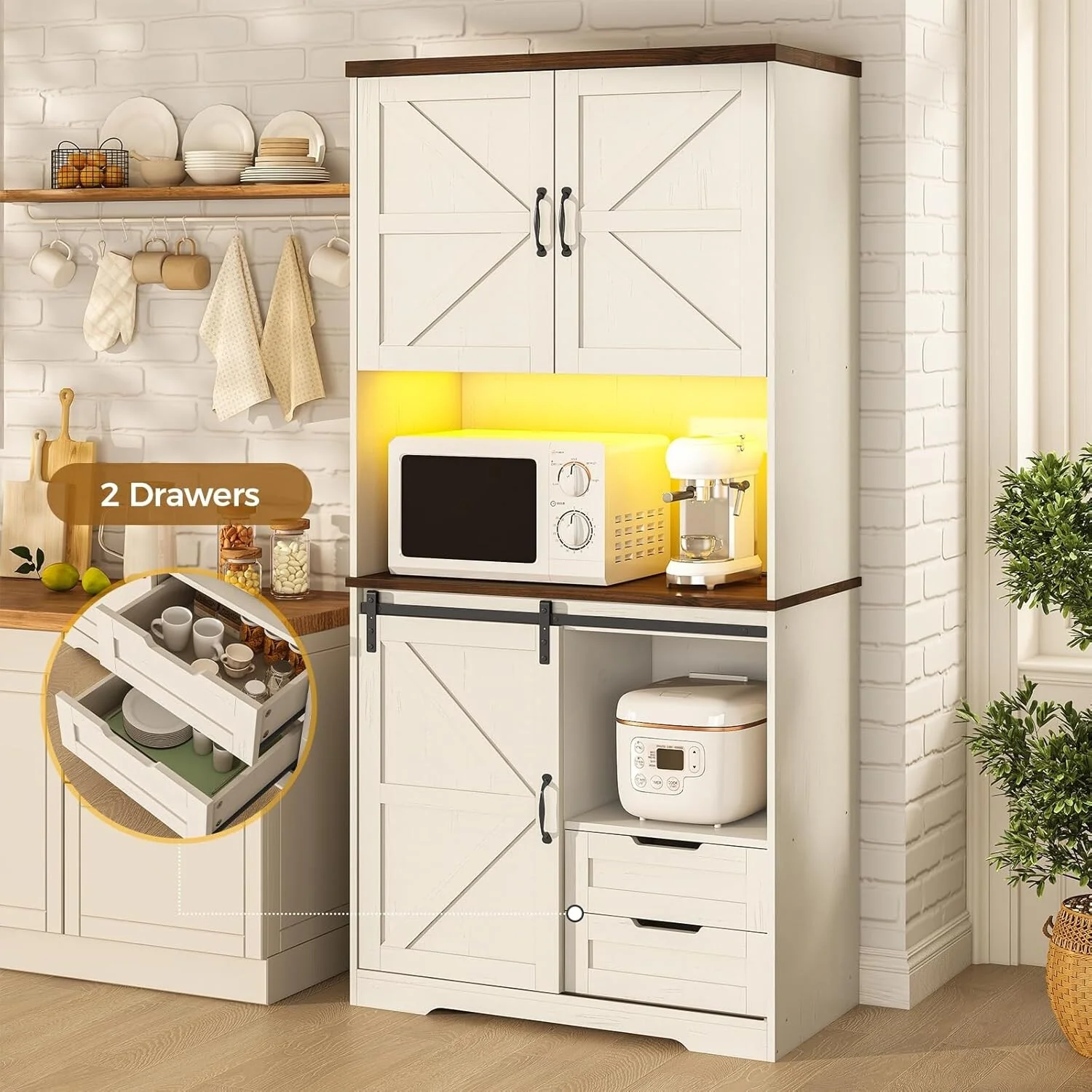 Farmhouse Kitchen Storage Cabinet Pantry Cabinet Home Bar