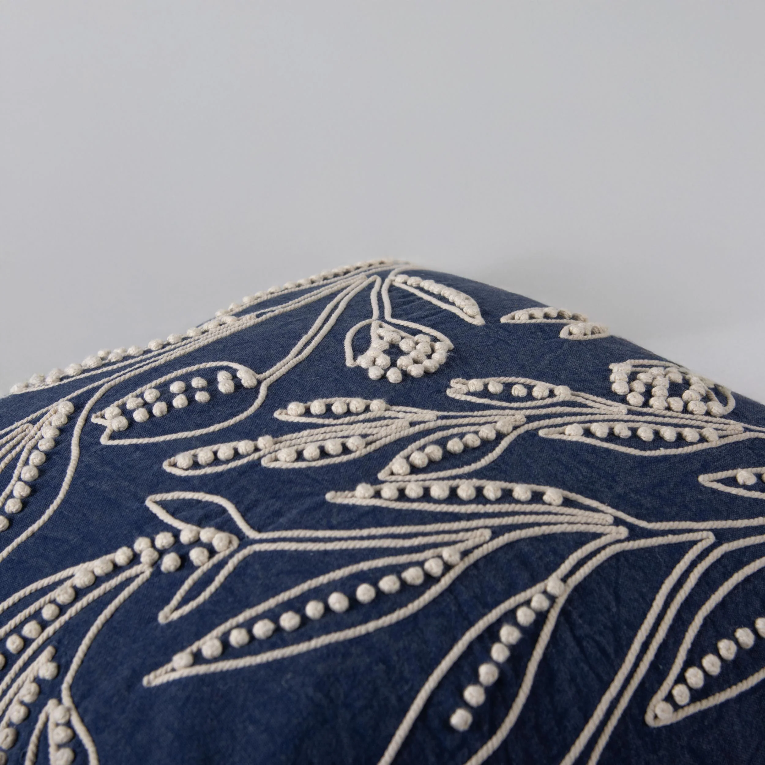 Botanical Embroidered Throw Pillow
