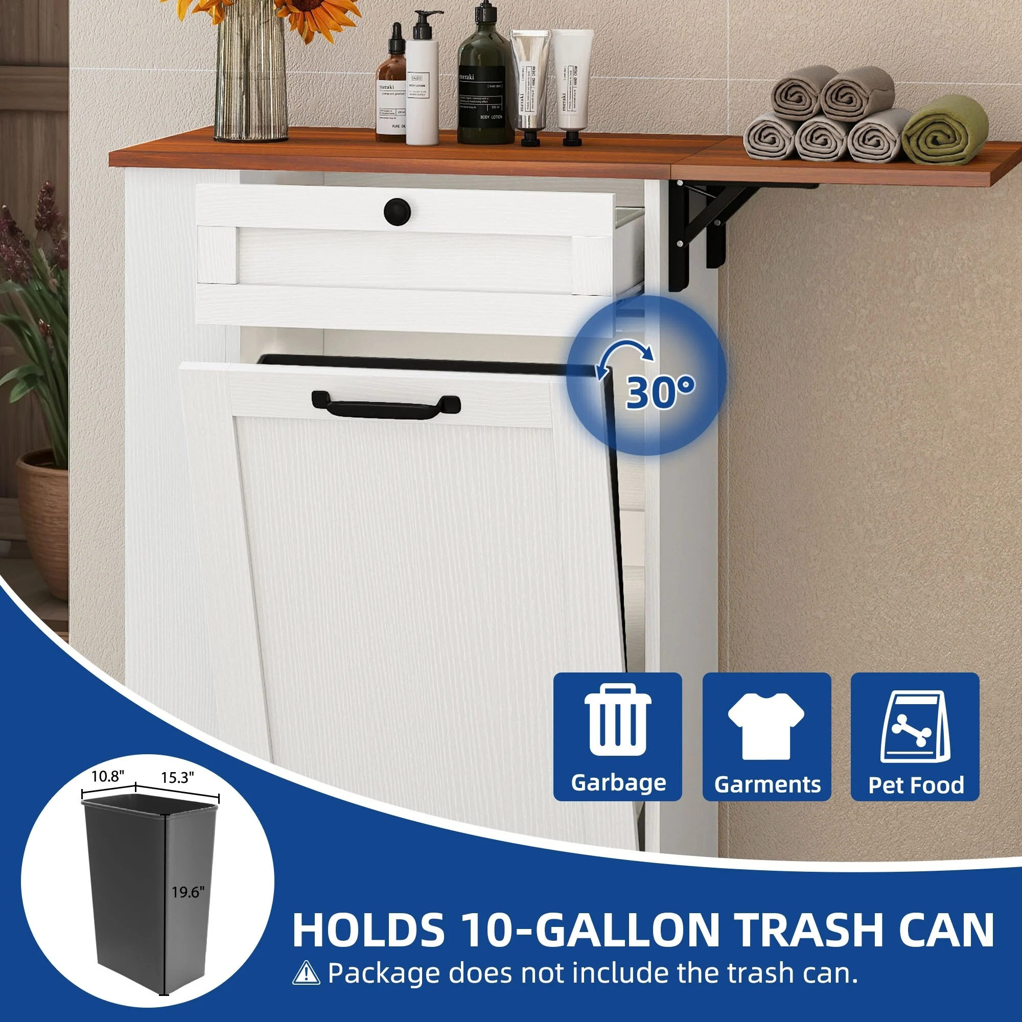 Hidden Trash Can Cabinet Tilt Out Trash Bin Cabinet With Drawer