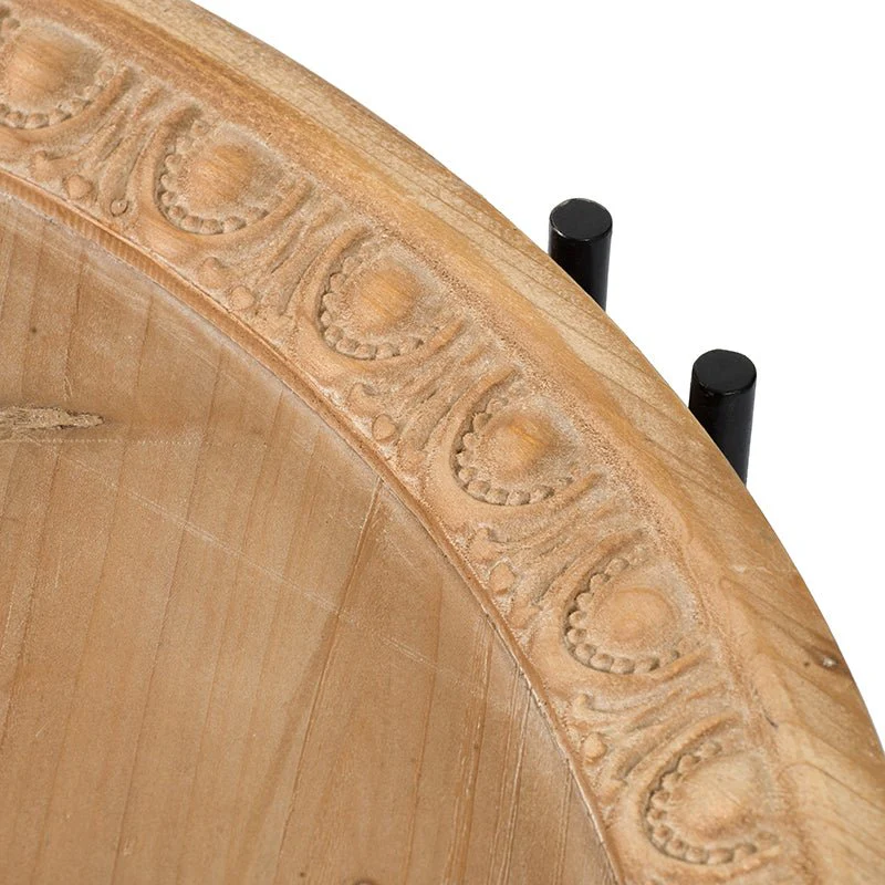 Round Wooden Round Coffee Table with Metal Legs