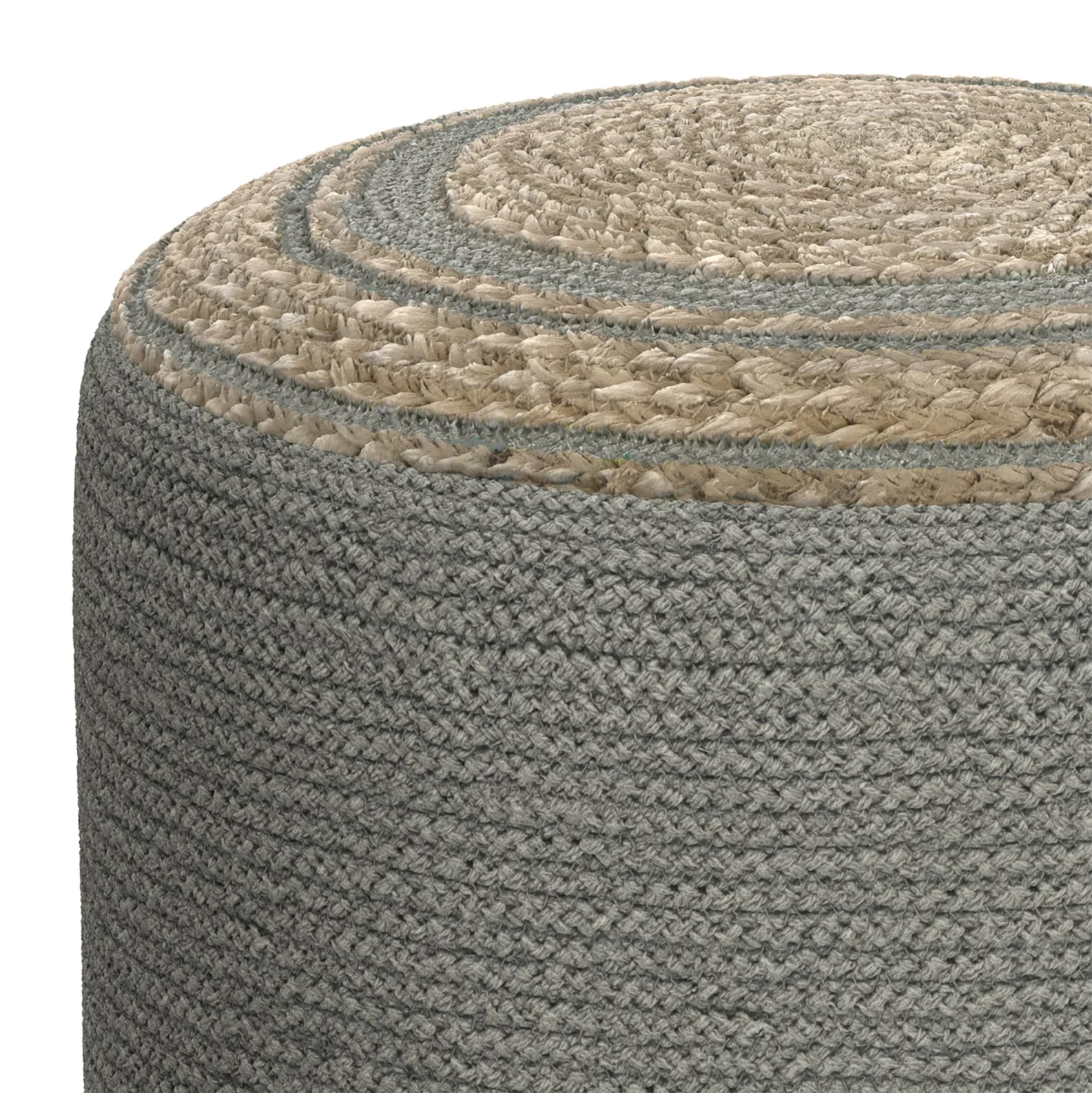 Tranquilique Multi-functional Round Pouf with Hand Braided Jute