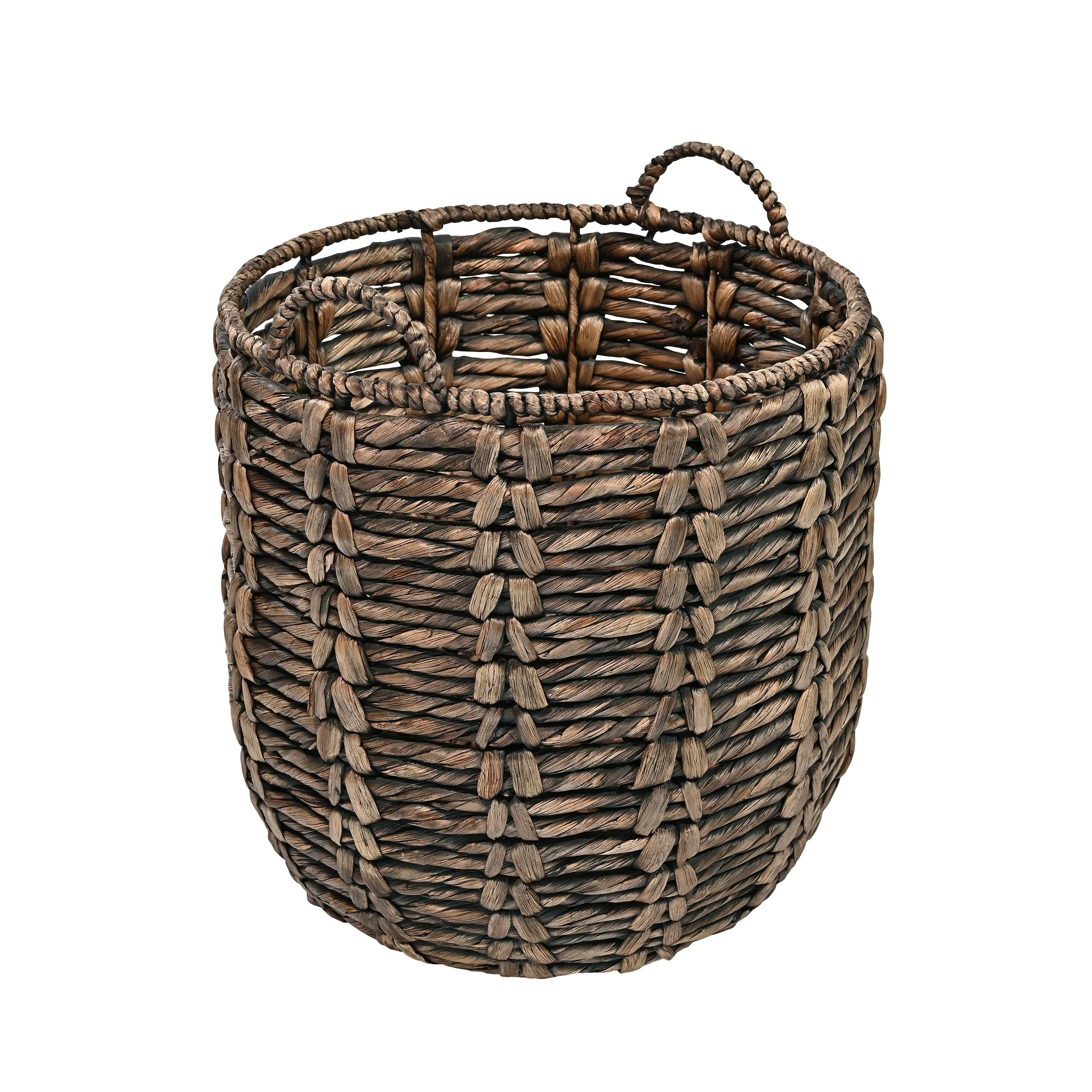 happimess Bohemian Hand-Woven Abaca Basket with Handles
