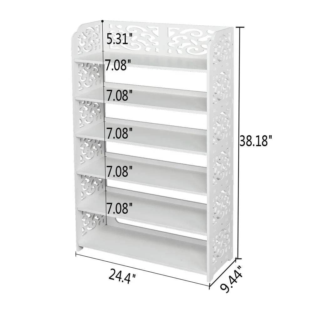6 Tier Carved Storage Organizer Standing Shoe Rack Shelf Cabinet