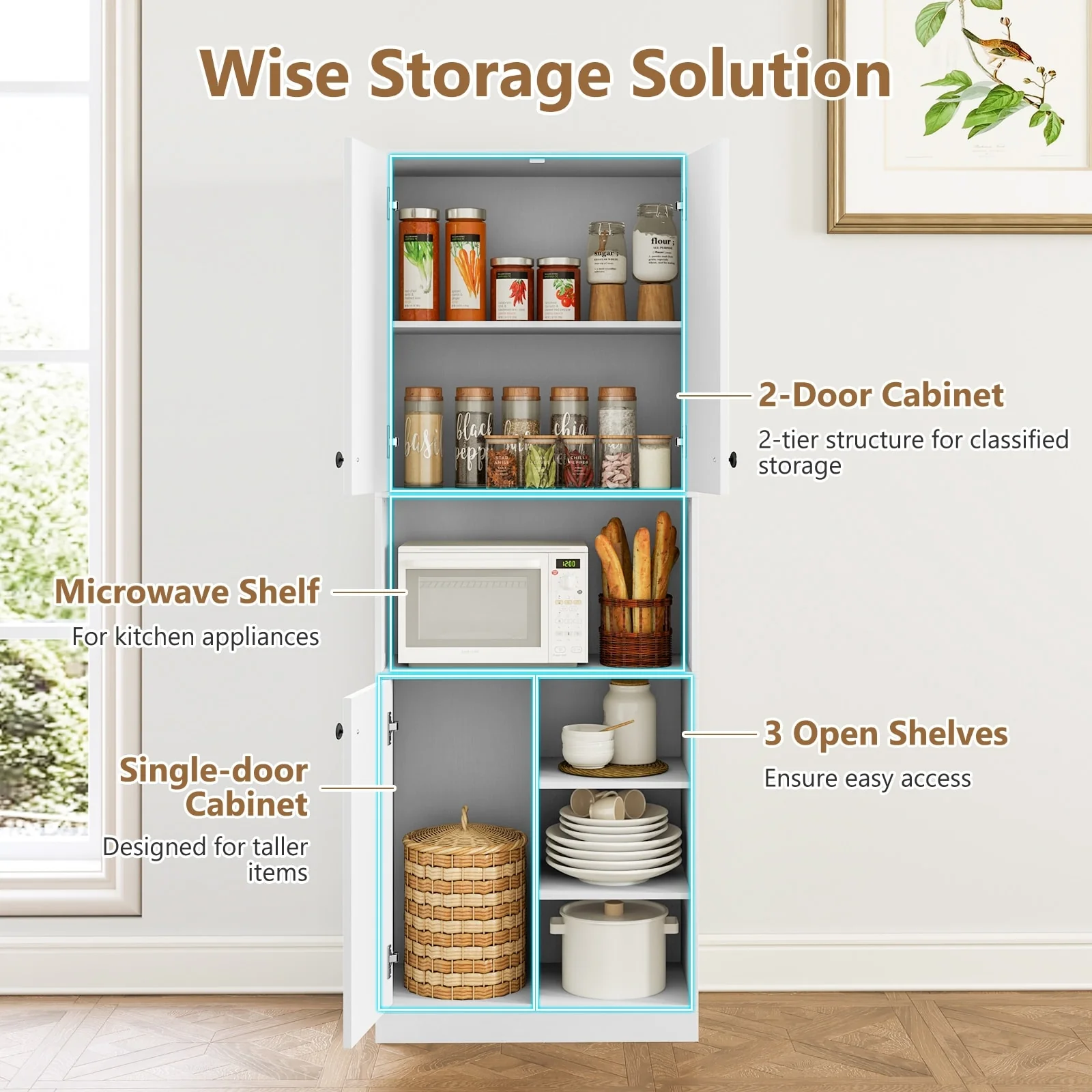 Costway Kitchen Pantry Storage Cabinet 65.5