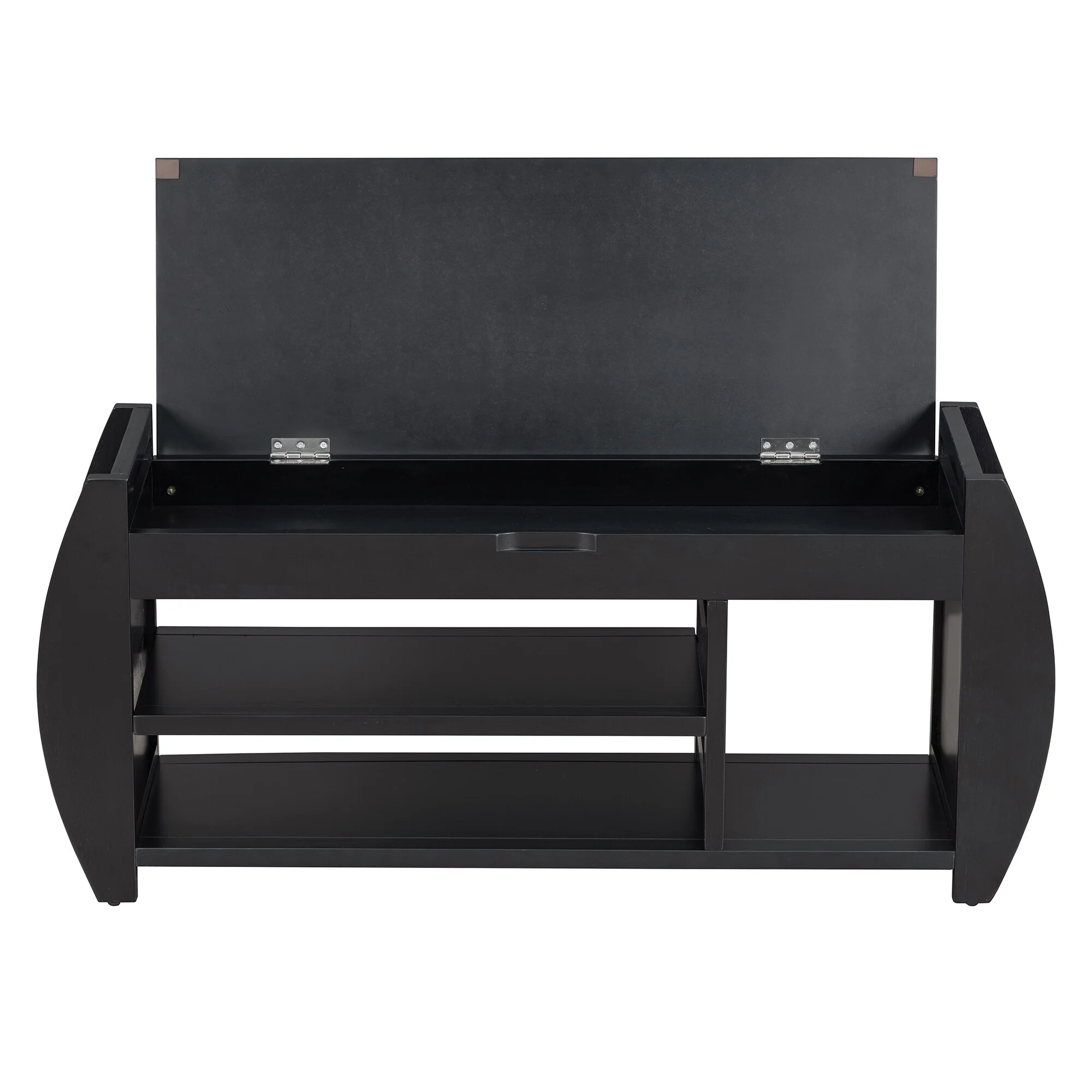 Multifunctional Storage Bench with Cushion and Curved Side Panel for Entrance and Living Room