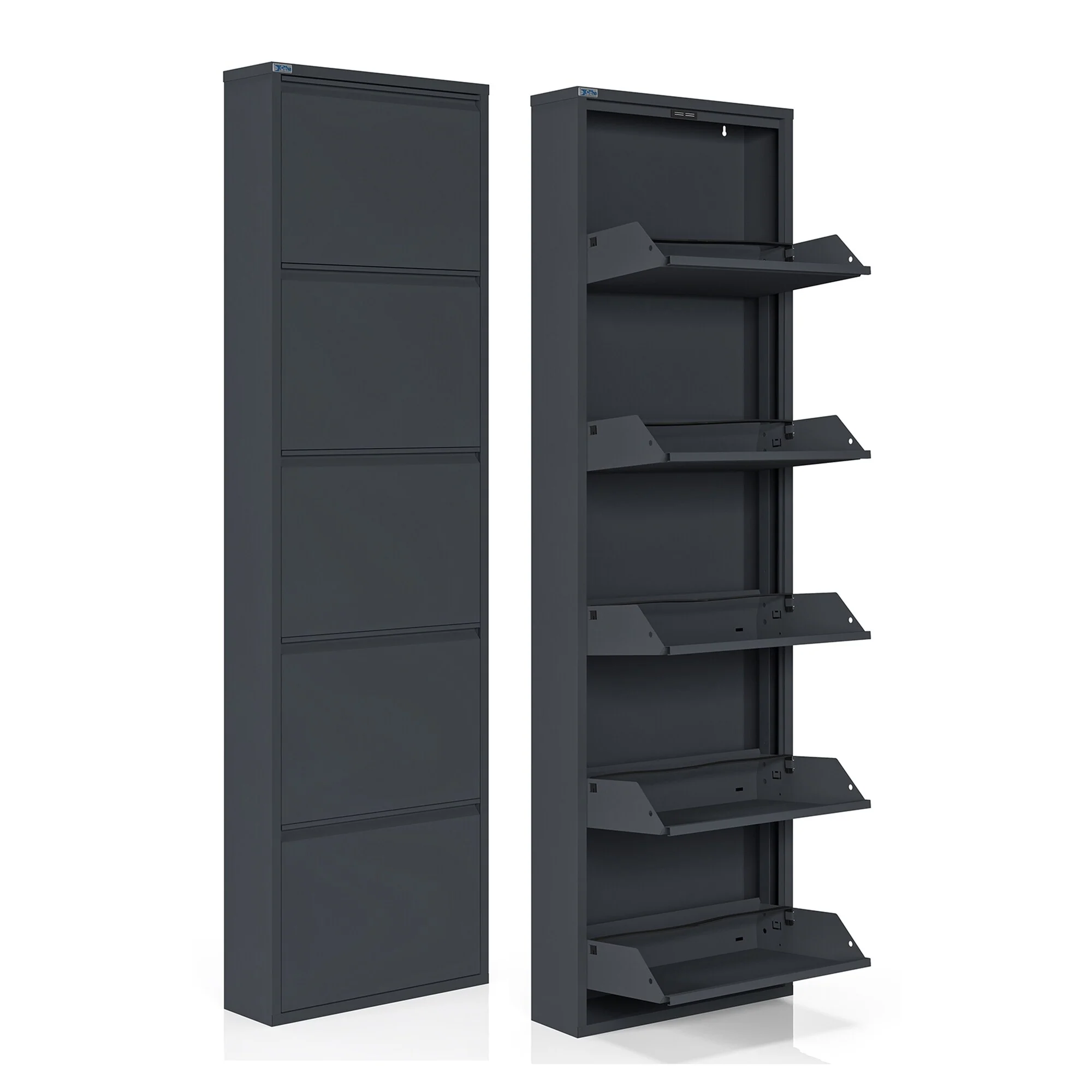 Antibacterial 5 Tier metal shoe cabinet without holes