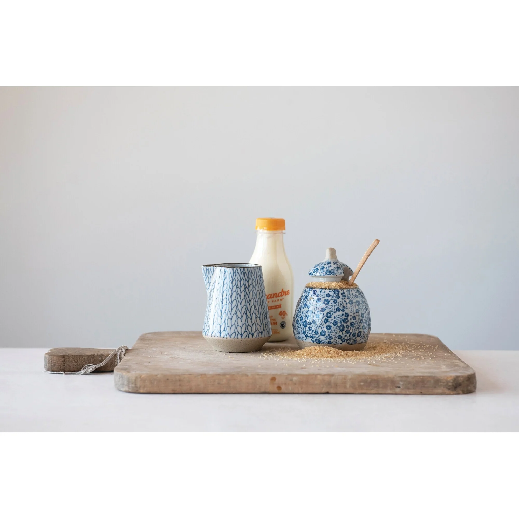 Hand-Painted Stoneware Sugar & Creamer (Set of 2 Pieces)