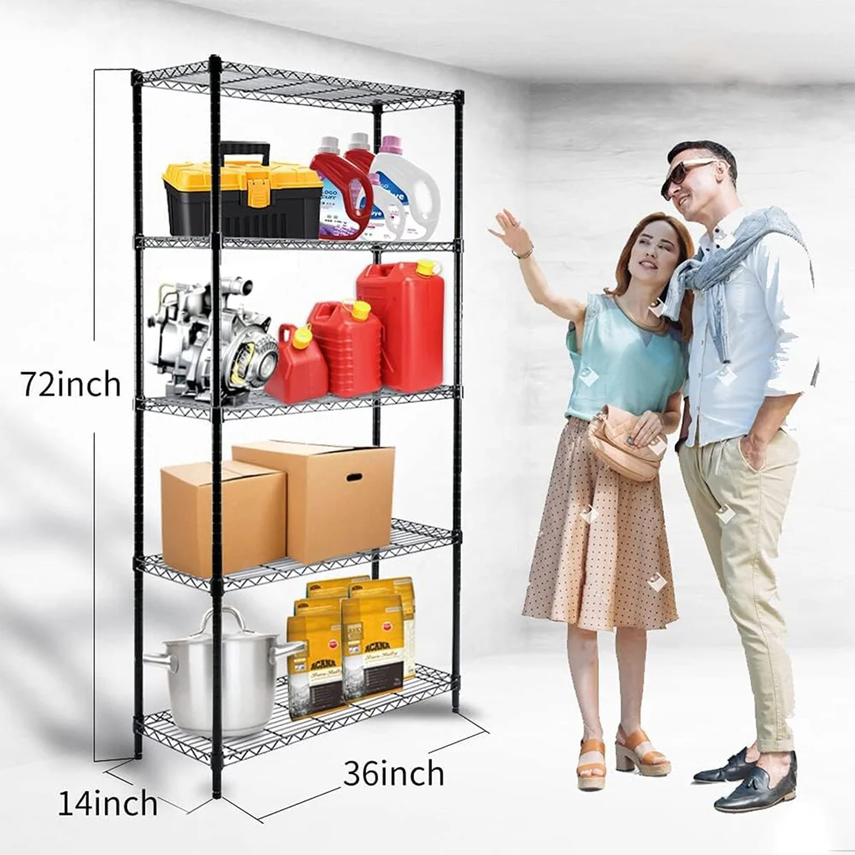 5-Shelf Heavy Duty Carbon Steel Shelving Unit 150lbs/Shelf