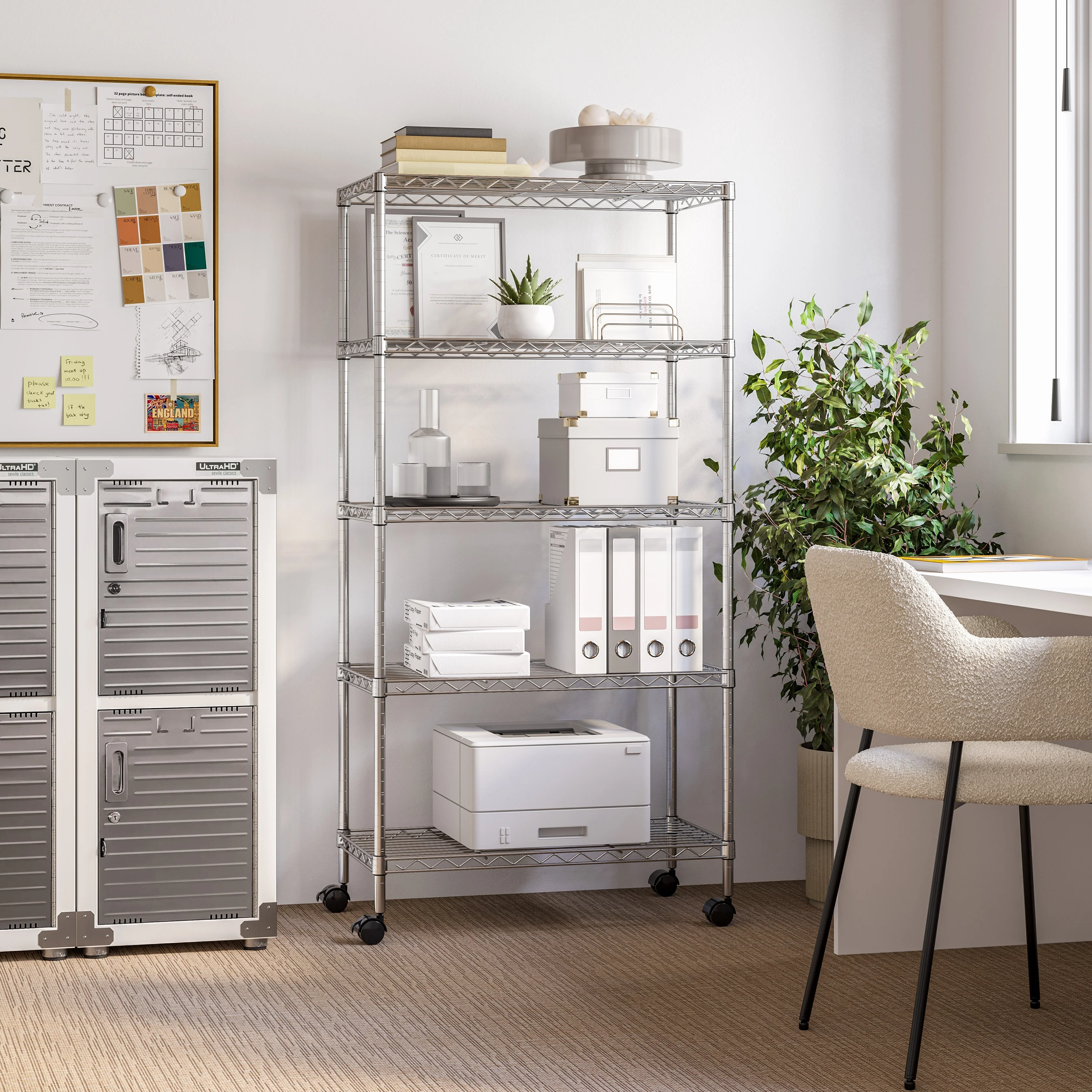 Seville Classics 5-Tier Steel Wire Shelving with Wheels, 30