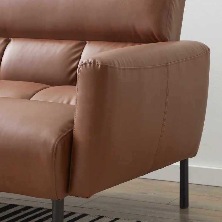Ollie Twin 82.3'' Faux Leather Tight Back Sofa