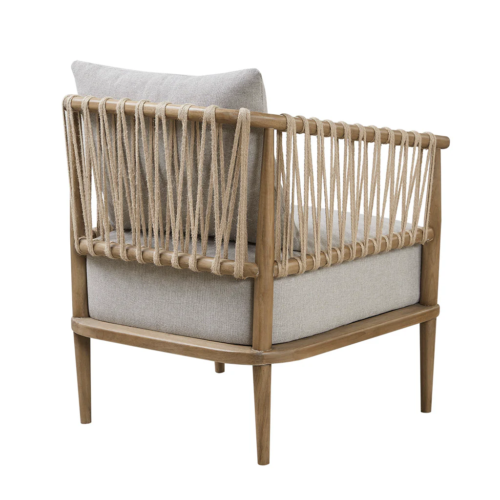 Accent Chair with Weave Rope Design and Seat Cushion