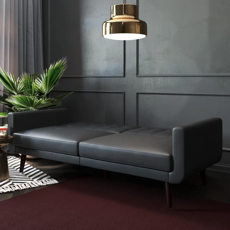 Gaige Twin 78.5'' Velvet Convertible Sofa