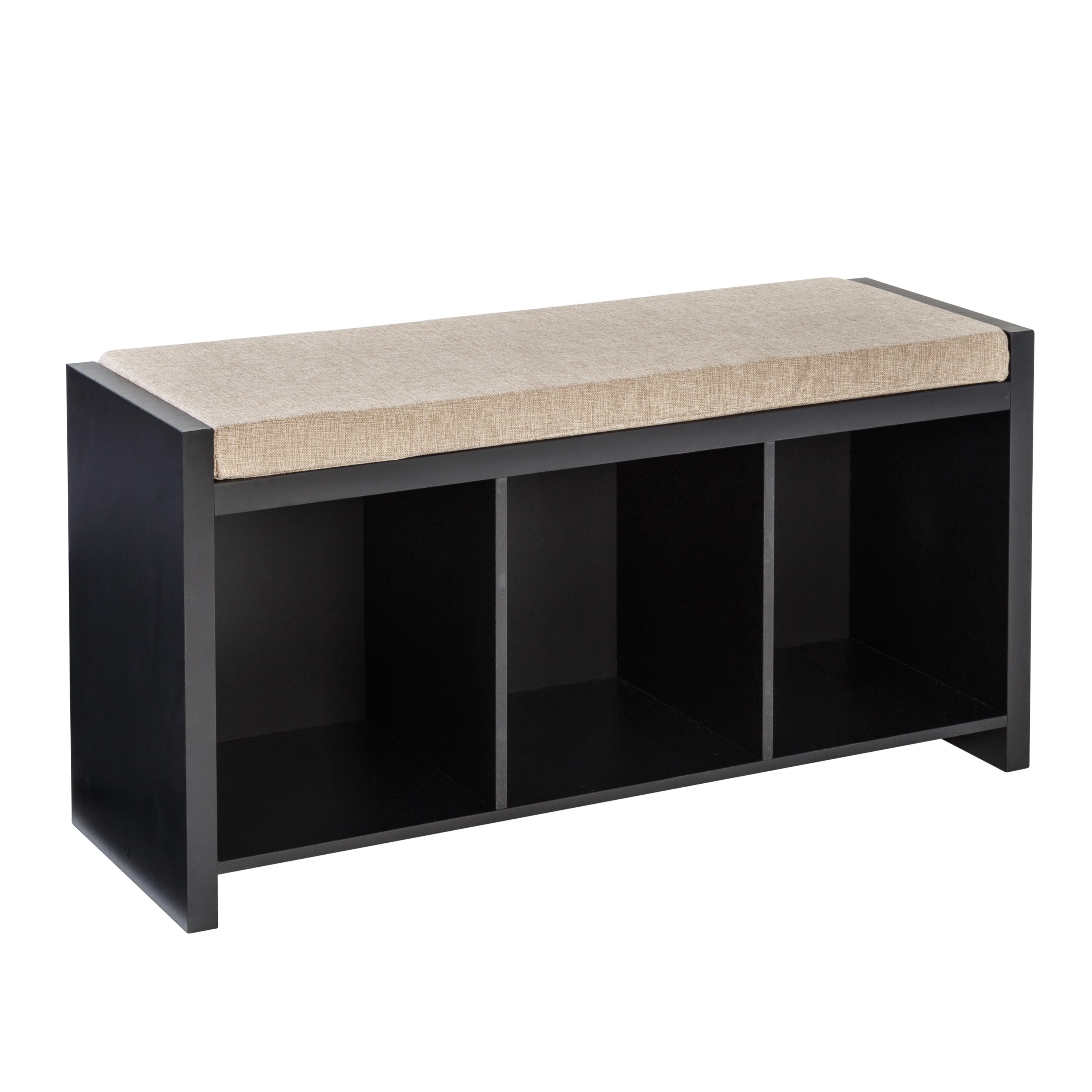 Honey-Can-Do MDF and Linen 3-Cube Storage Bench with Cushion