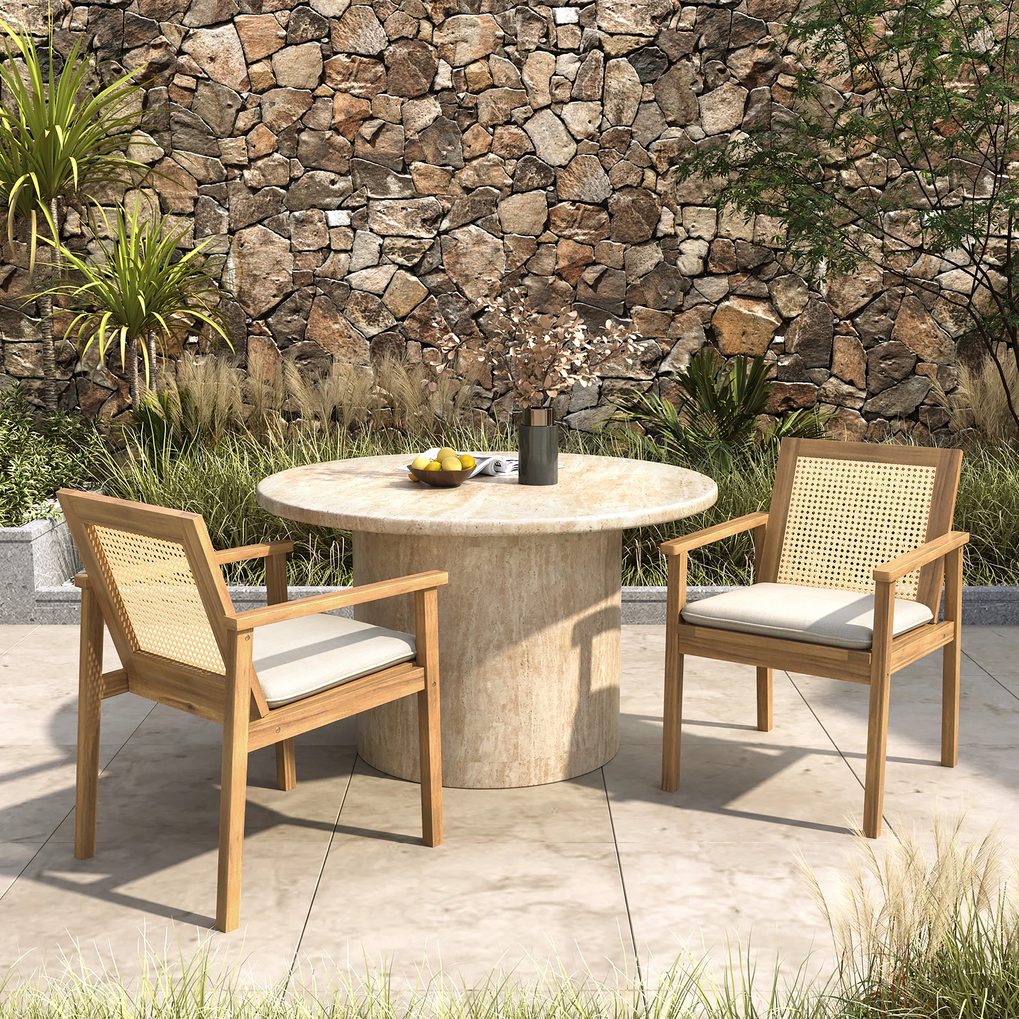 Preston Outdoor Dining Chair with Cushion, Set of 2