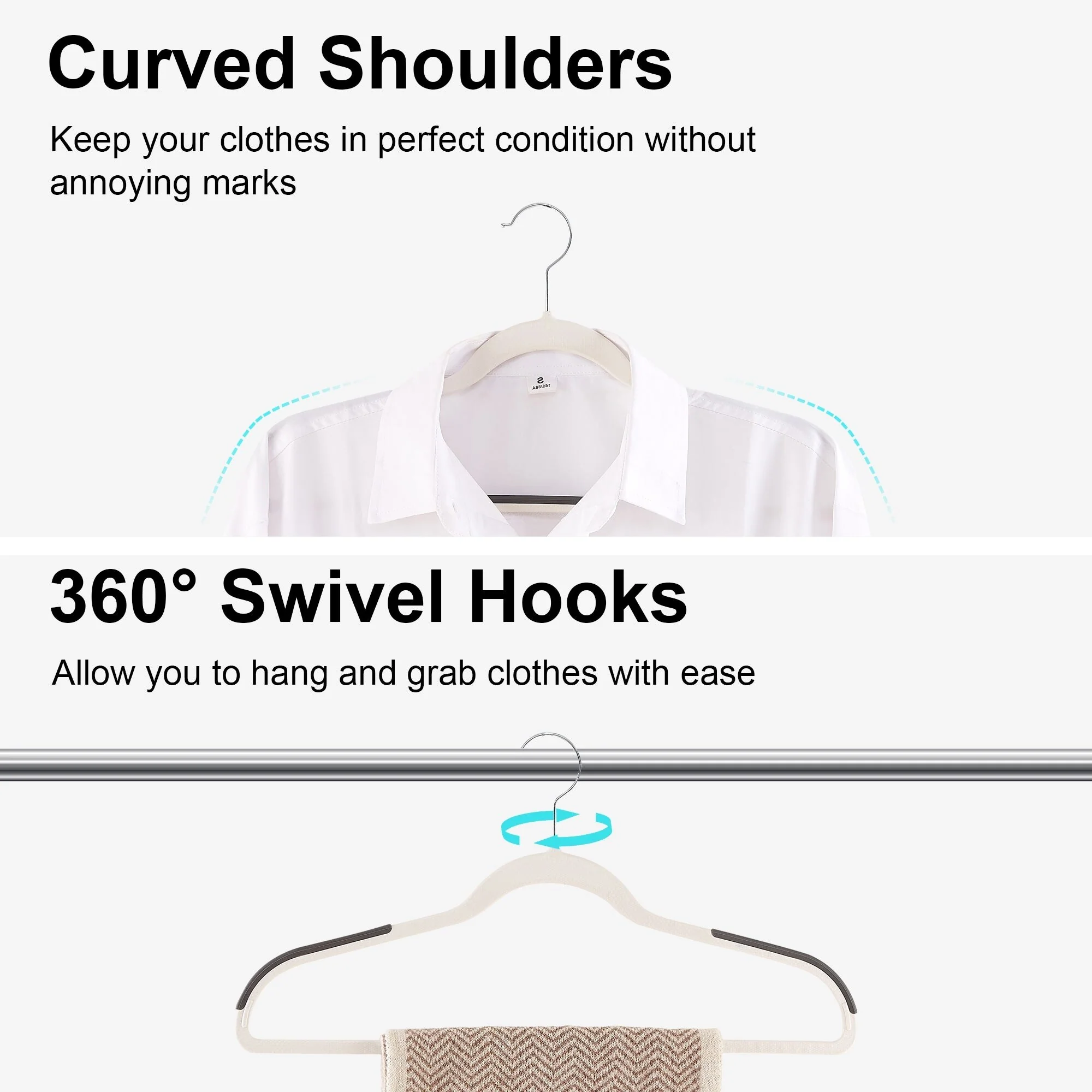 Clothes Hangers Plastic Coat Hangers Non-Slip Space-Saving Swivel Hook