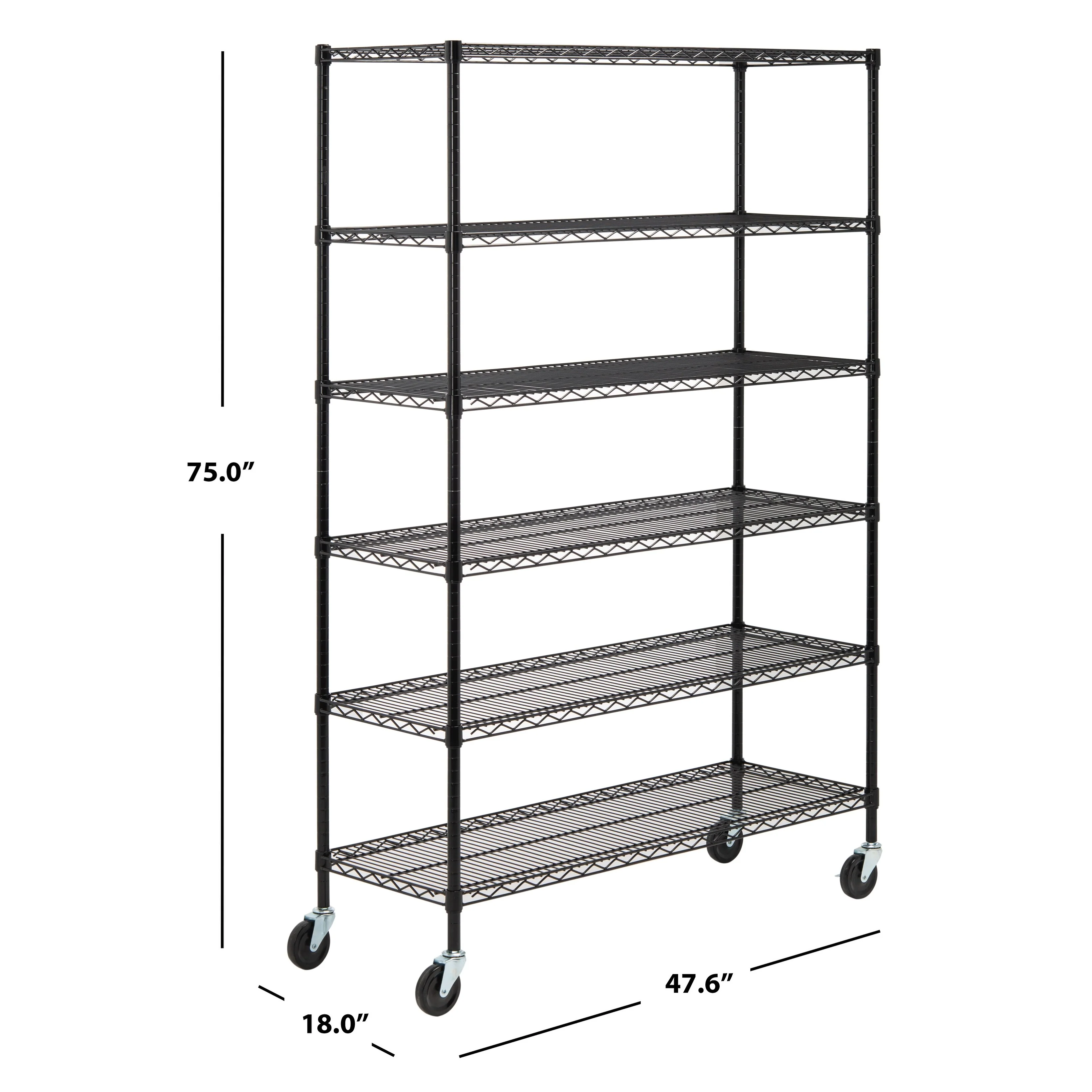 SAFAVIEH Storage Felecia 6 Tier Heavy Duty Commercial Chrome Wire Shelf - 47.6
