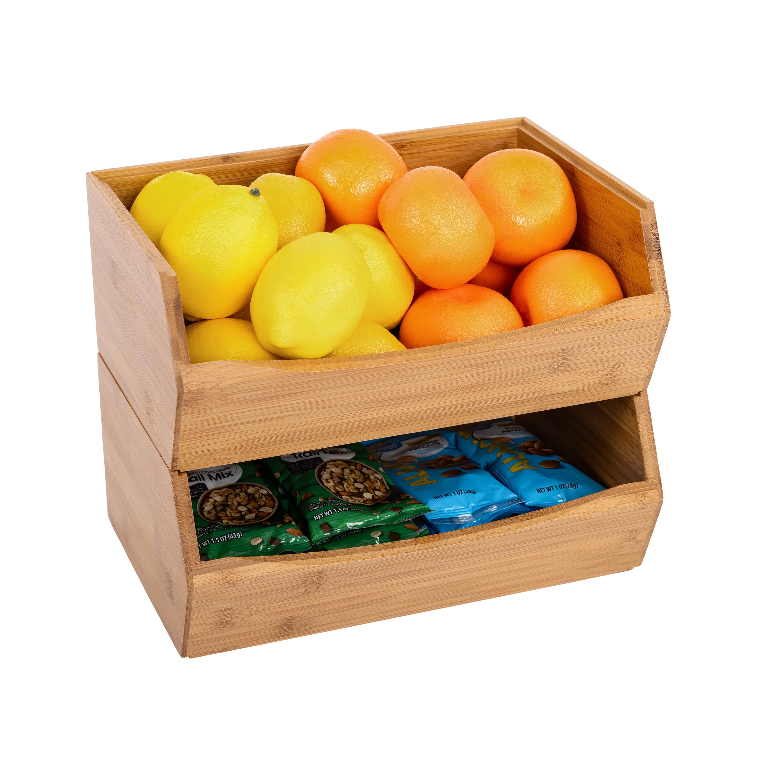 Seville Classics 2-Piece Stackable Bamboo Bin Organizer Set