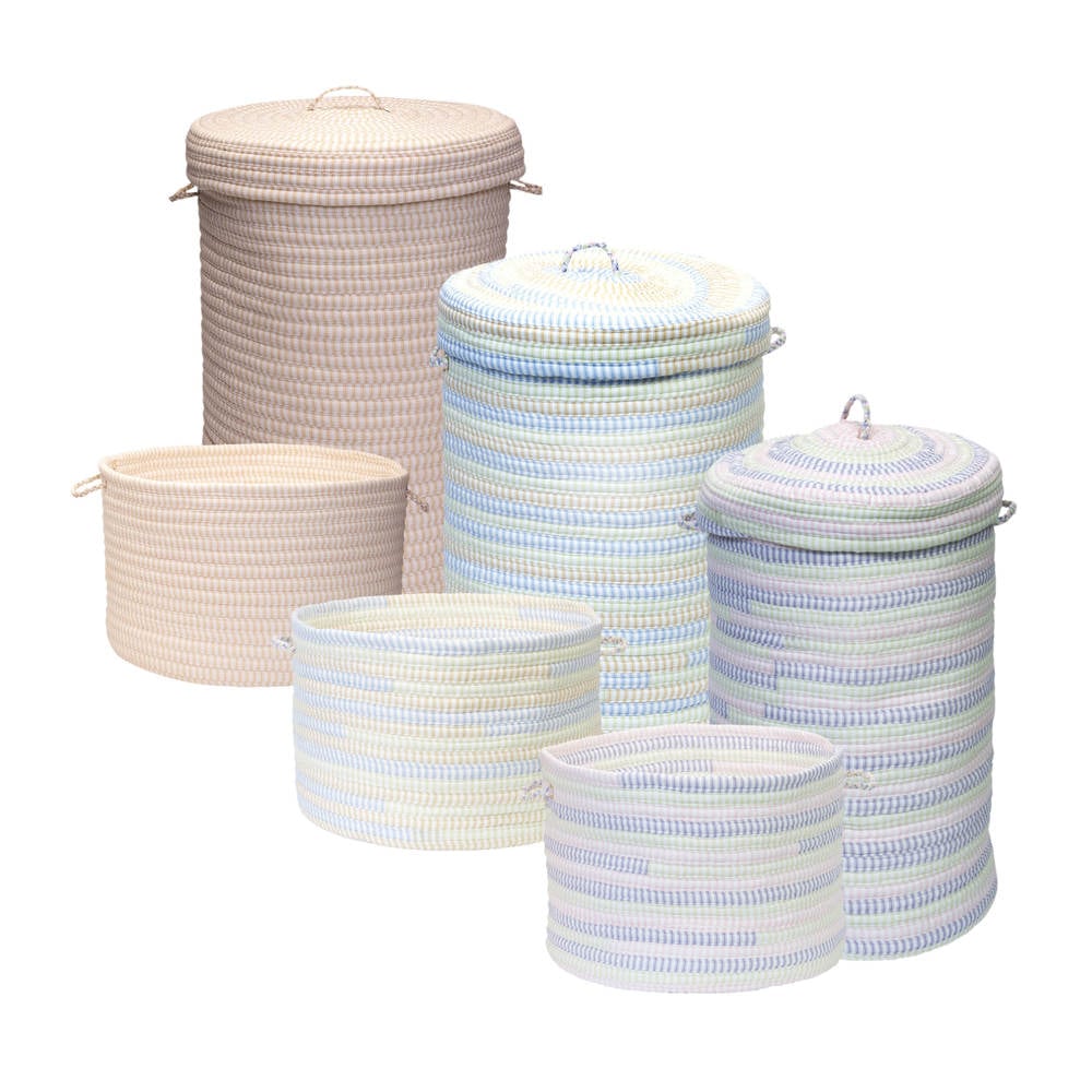 Colonial Mills Ticking-Stripe Fabric Hamper with Lid