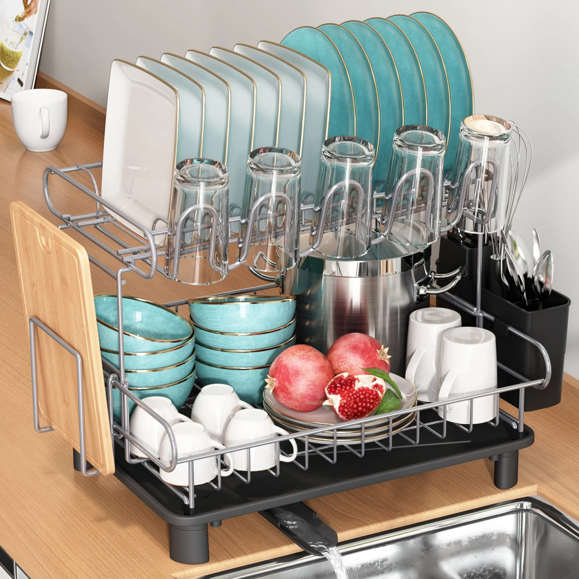 JASIWAY 2 Tier Kitchen Stainless Steel Dish Rack