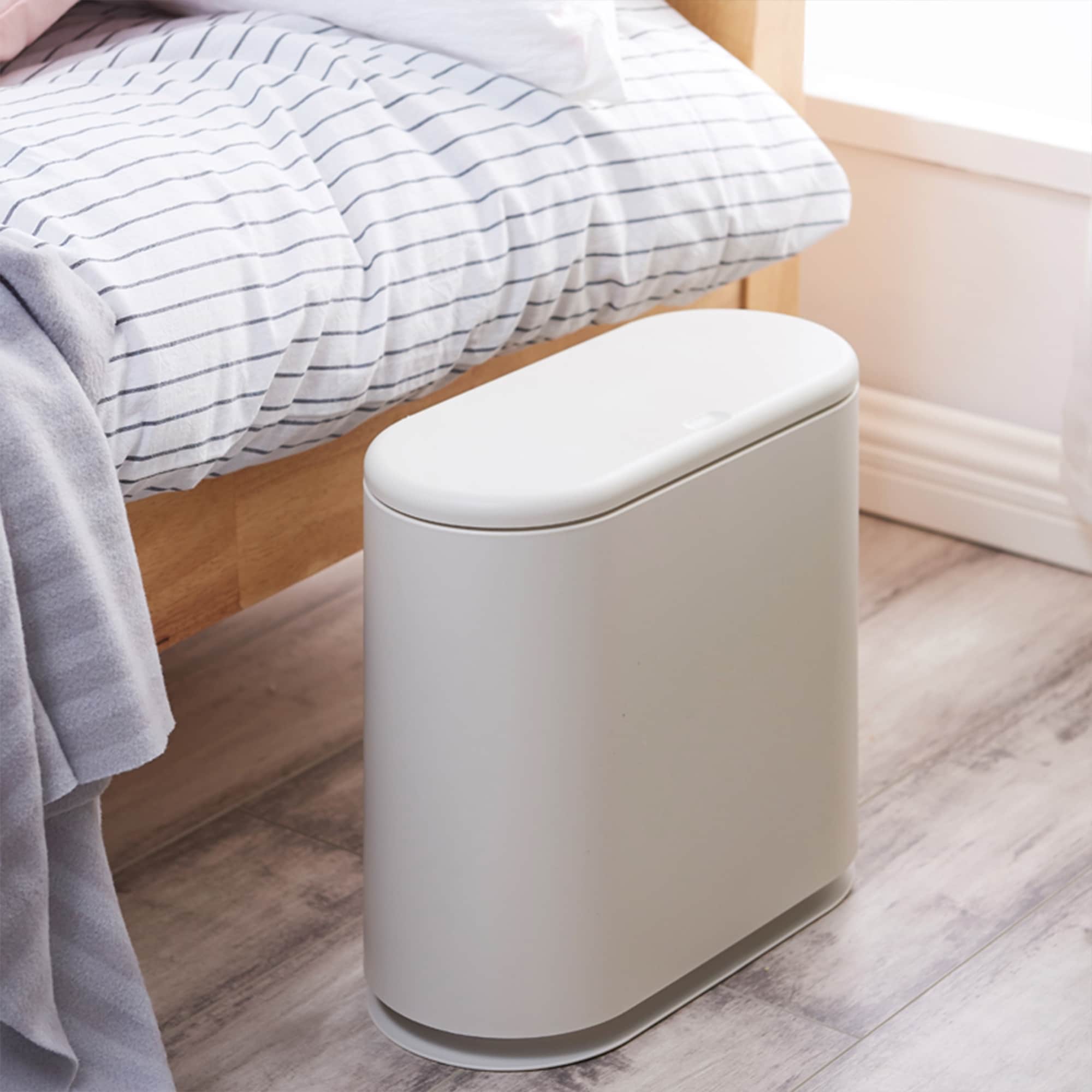 HANAMYA 2.4 Gallon Slim Trash Can with Press Top Lid