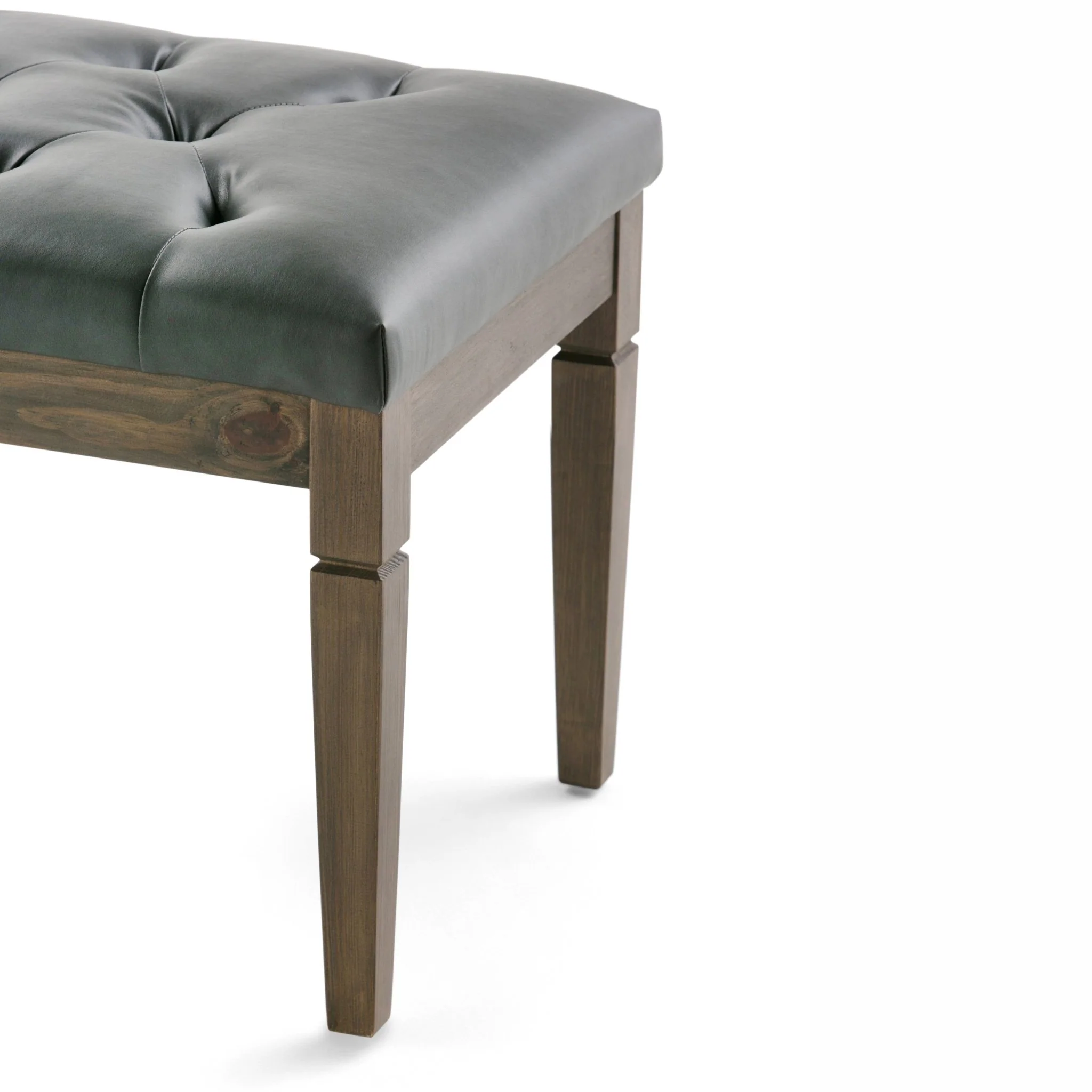 Hushed Upholstered Tufted Ottoman Bench with Carved Legs