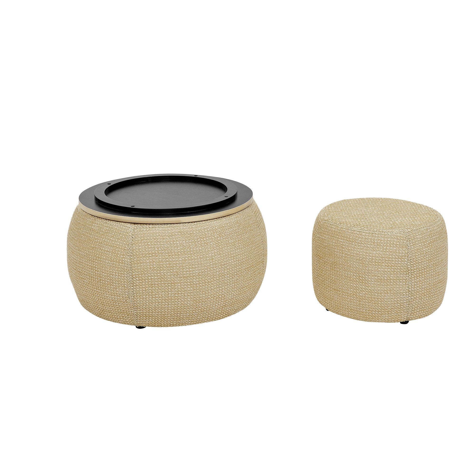 Storage Ottoman Set with Dual Functionality, Serves as an End Table and Seat