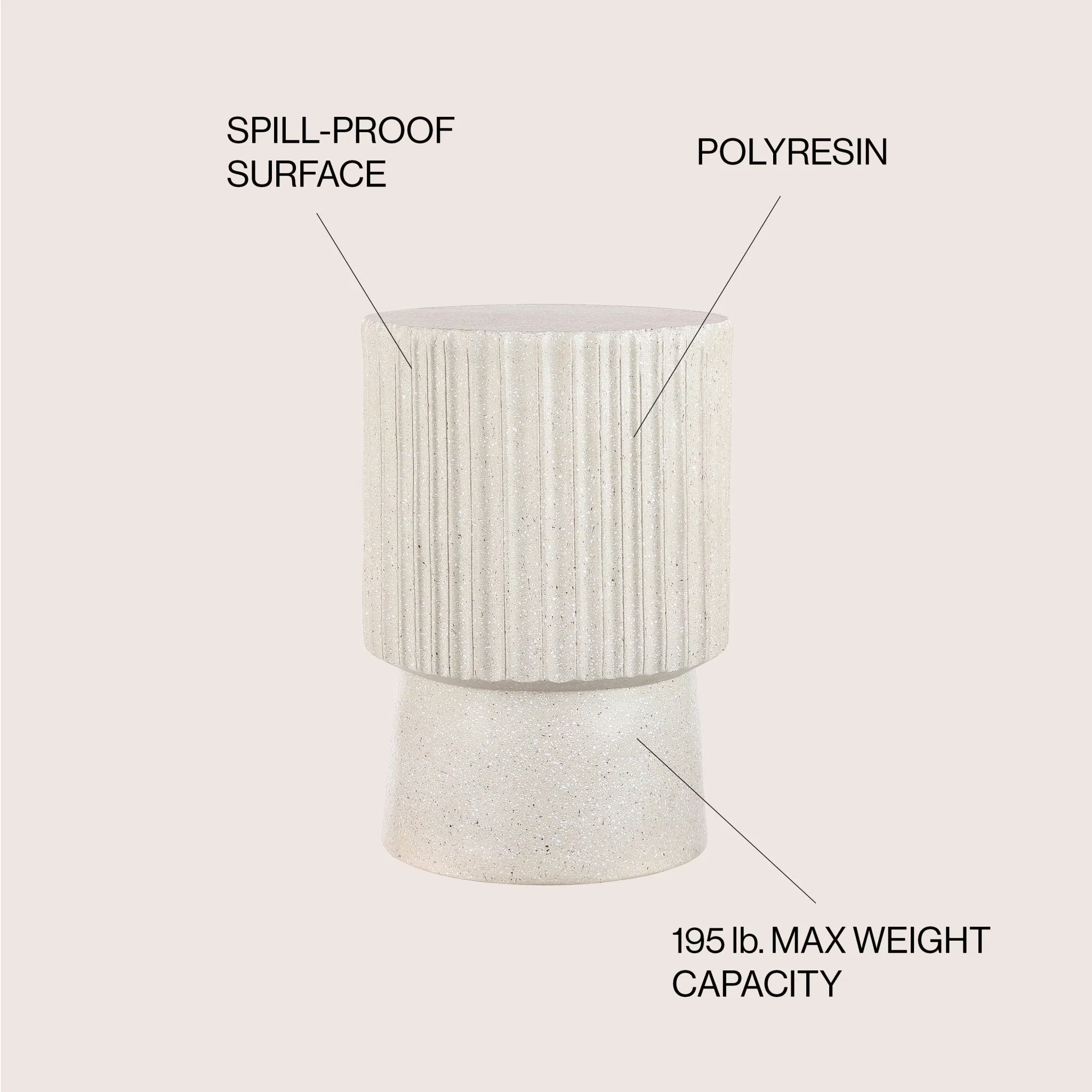 Louisa Modern Art Deco Tambour Indoor/Outdoor Accent Table