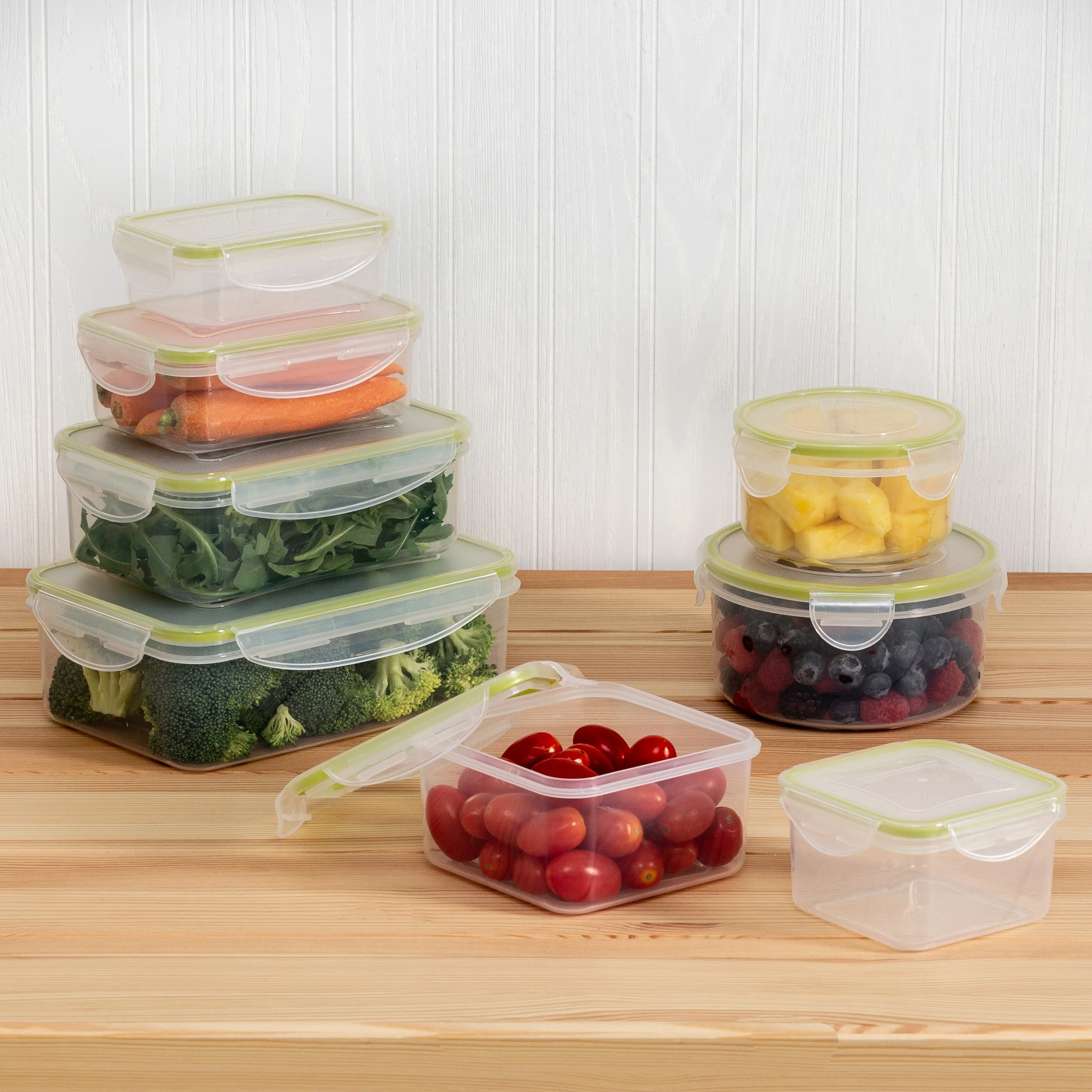 Honey-Can-Do 16-Piece Clear Plastic Locking Food Container Set