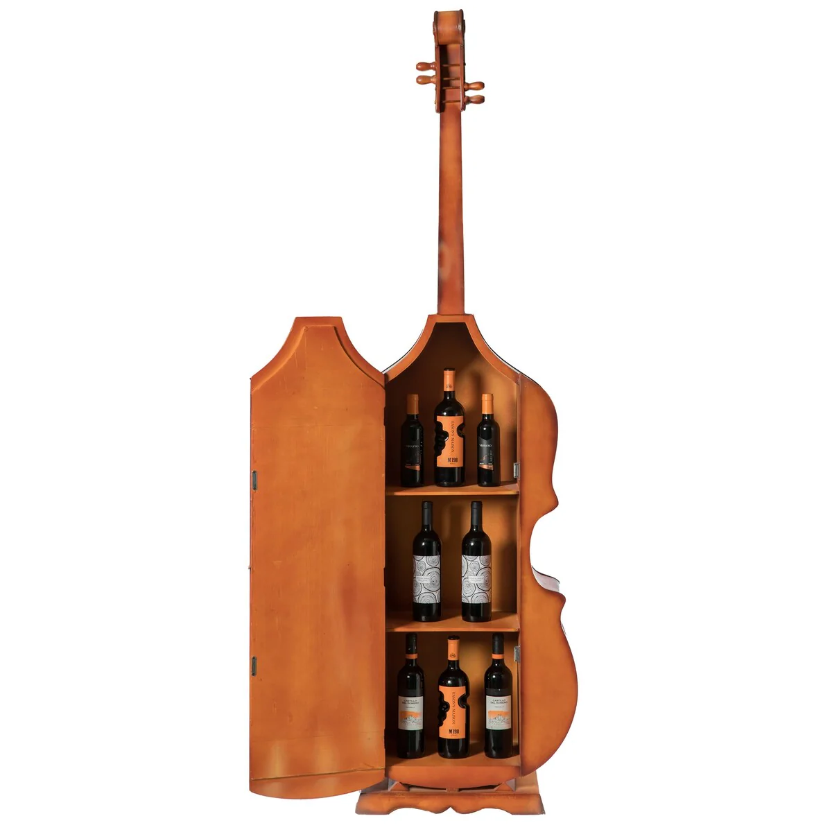 6.5 Feet Tall Violin, 3 Shelf Large Violin Shaped Cabinet With Door