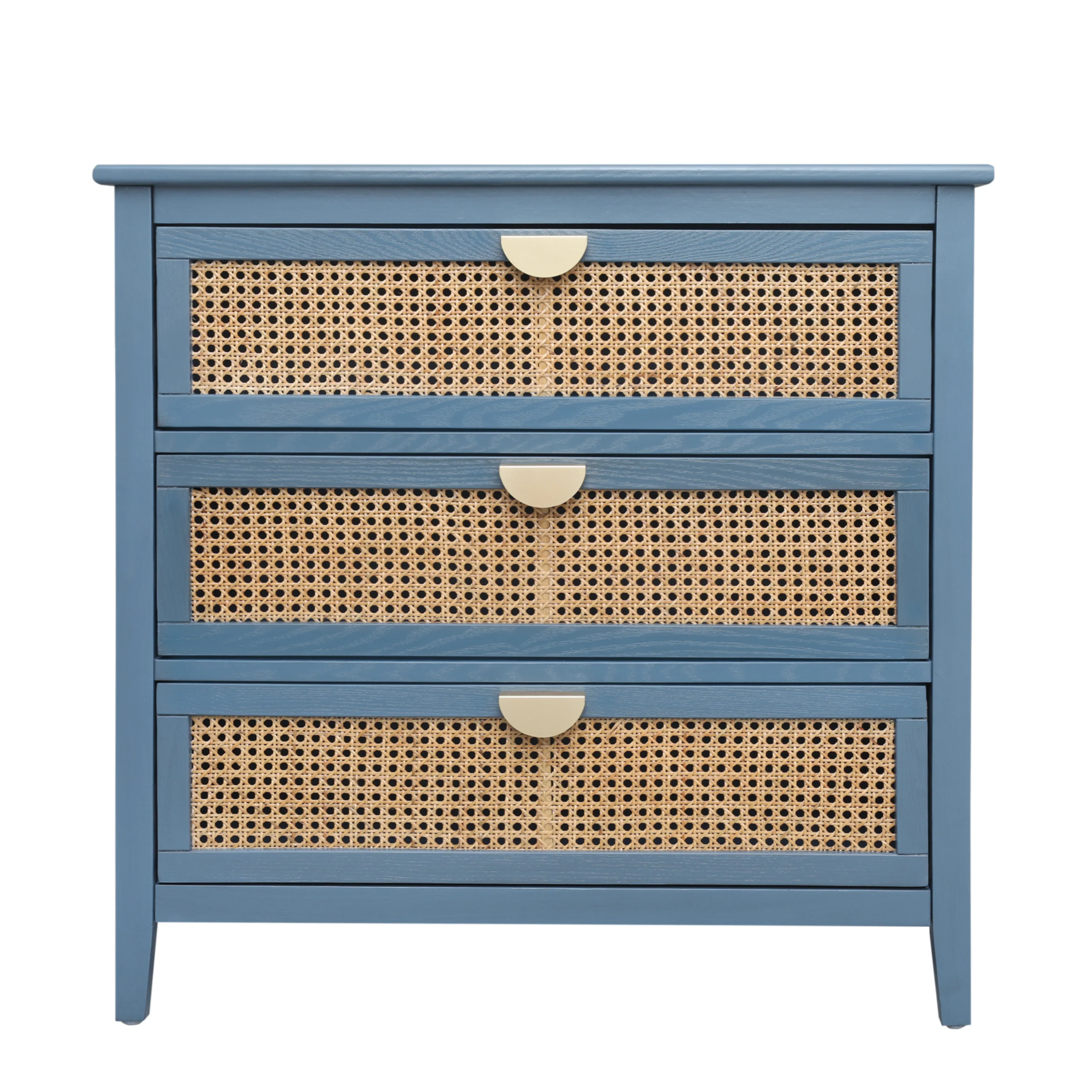 Cabinet with 3 Rattan Drawers and Metal Handle