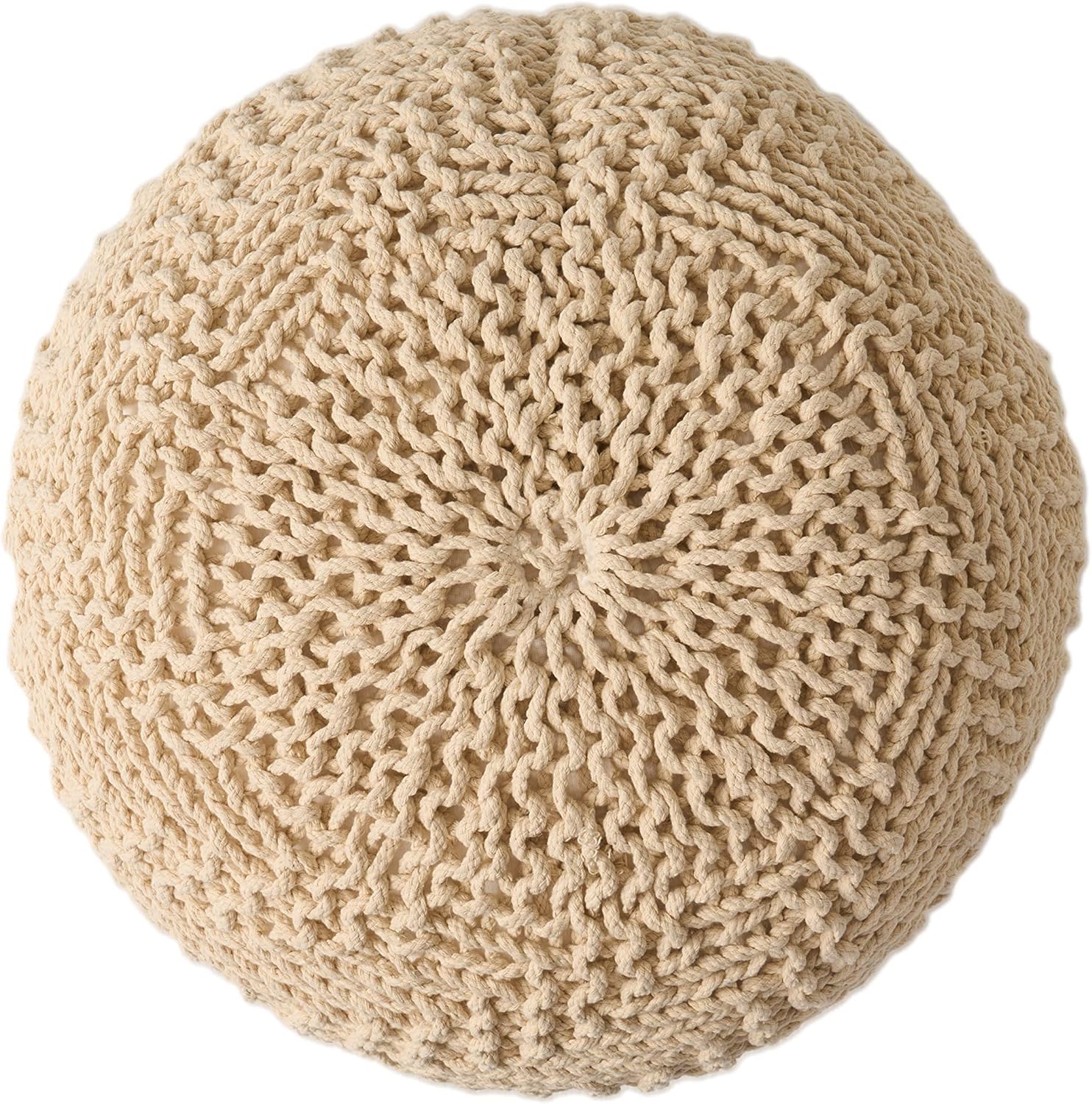 Claritys Round Pouf with Knit Weave Design