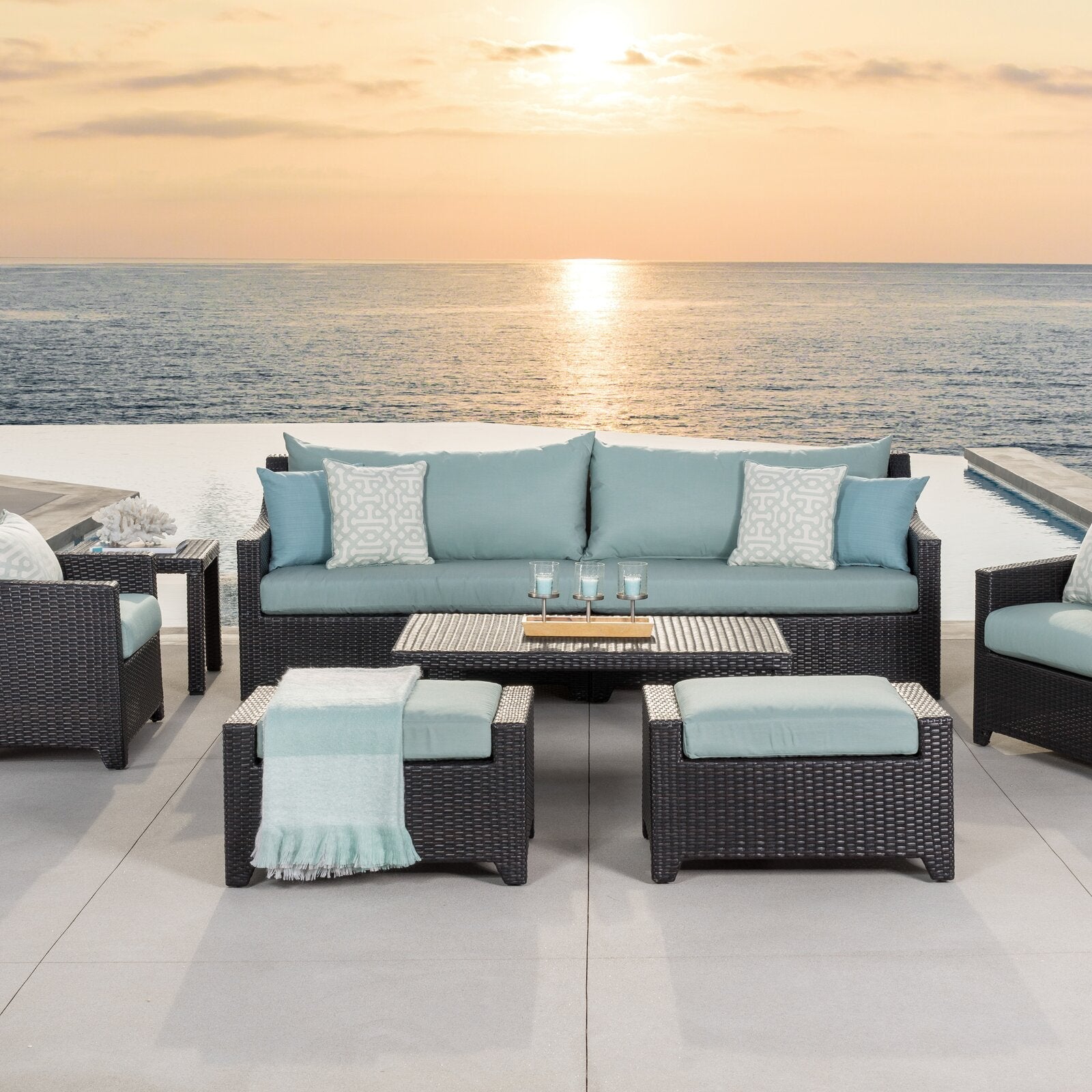 Northridge Wicker/Rattan 7 - Person Seating Group with Cushions