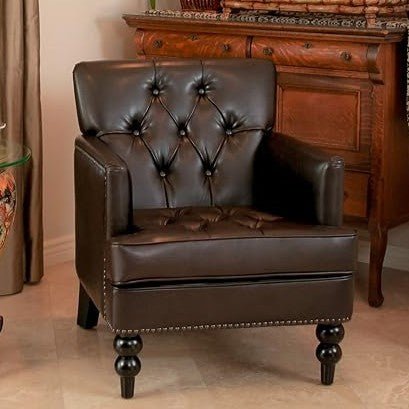 Upholstered Club Chair with Button Tufted
