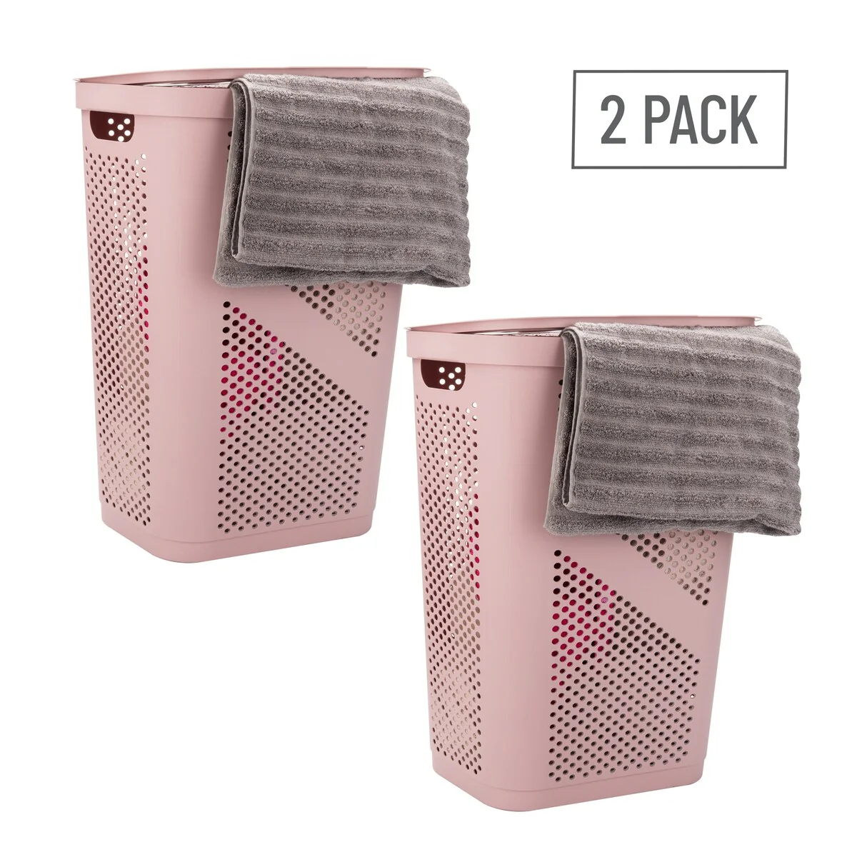 Mind Reader 60L Slim Laundry Hamper, Clothes Basket, Lid, Ventilated, Plastic, 17.25