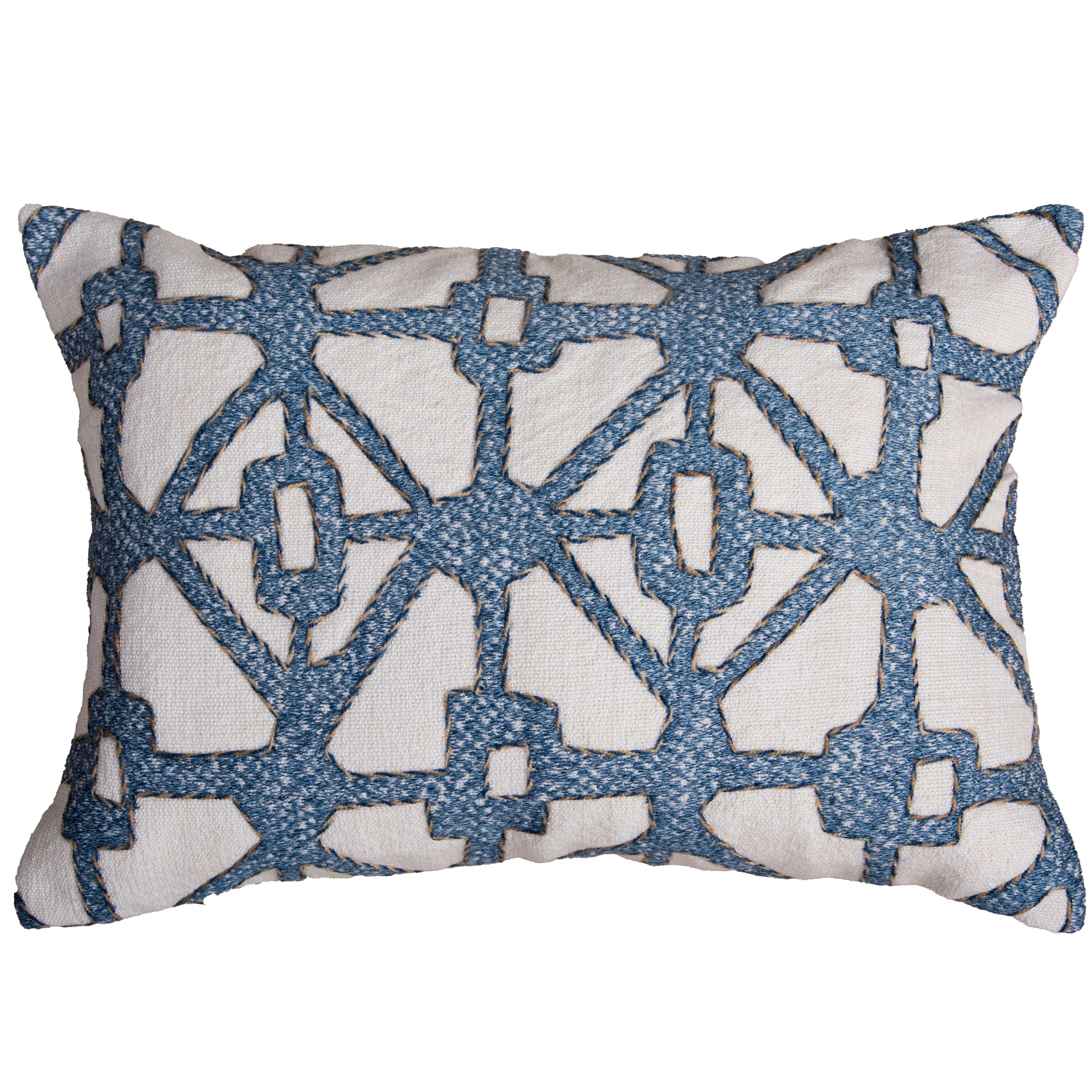 Woven Embroidered Geometric Down Alternative Decorative Throw Pillow
